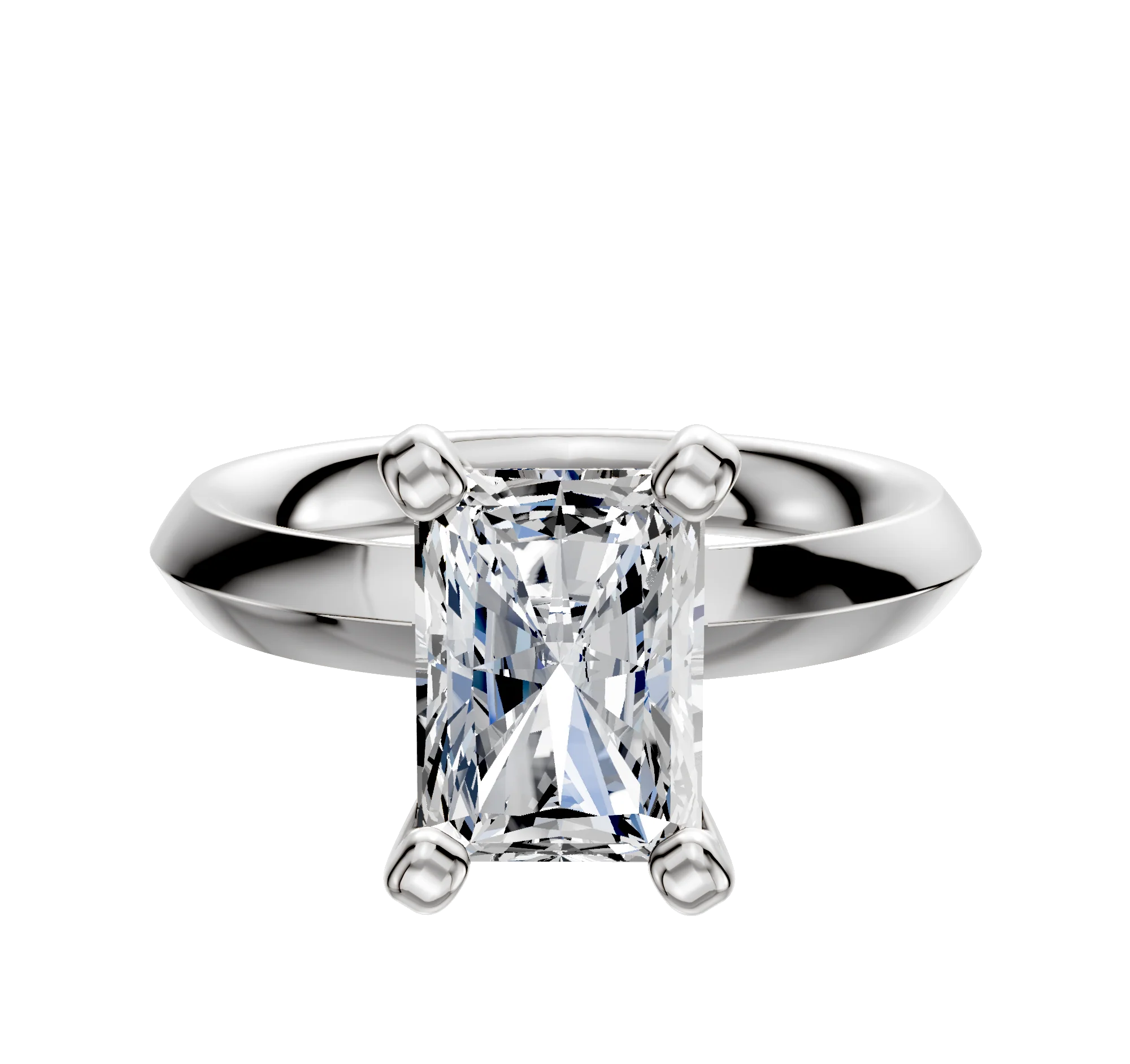 14K White Gold 4 Prong Classic Knife Edge 3.0mm Engagement Ring