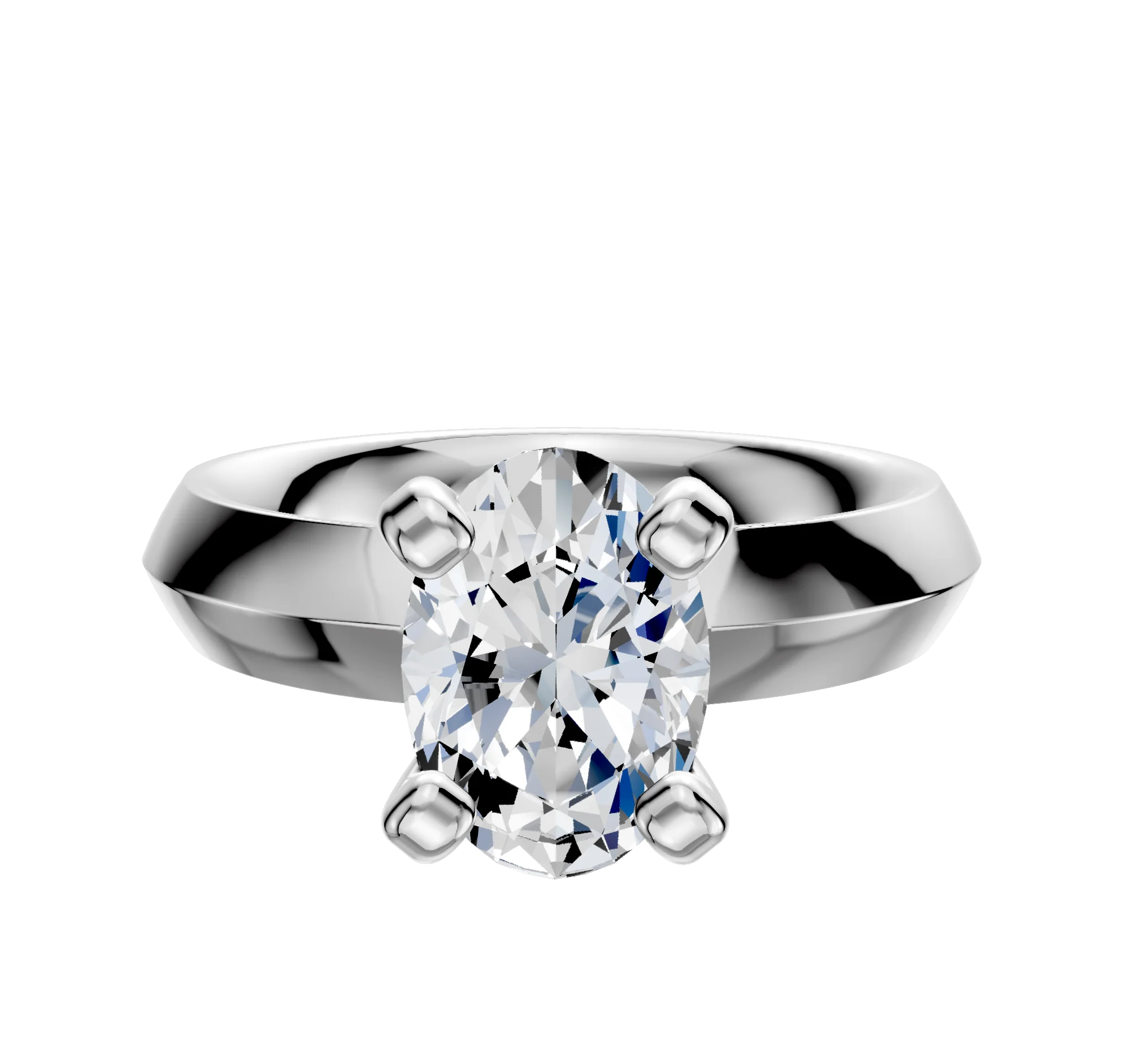 14K White Gold 4 Prong Classic Knife Edge 4.0mm Engagement Ring