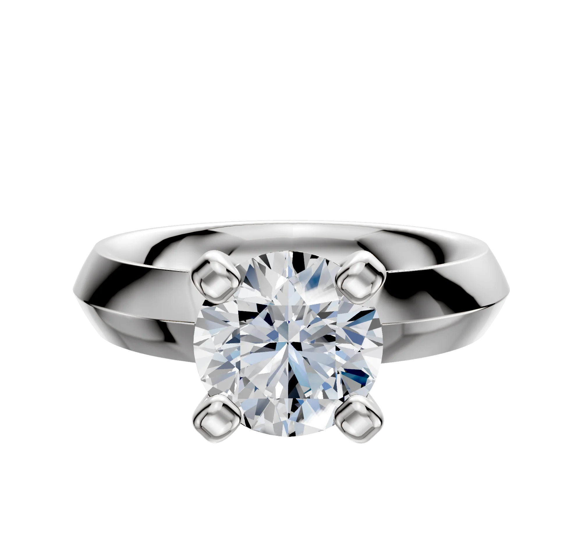 14K White Gold 4 Prong Classic Knife Edge 4.0mm Engagement Ring