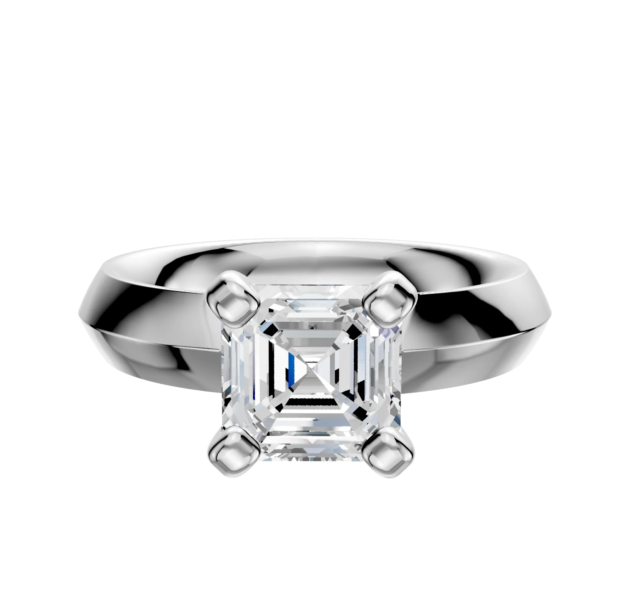 14K White Gold 4 Prong Classic Knife Edge 4.0mm Engagement Ring