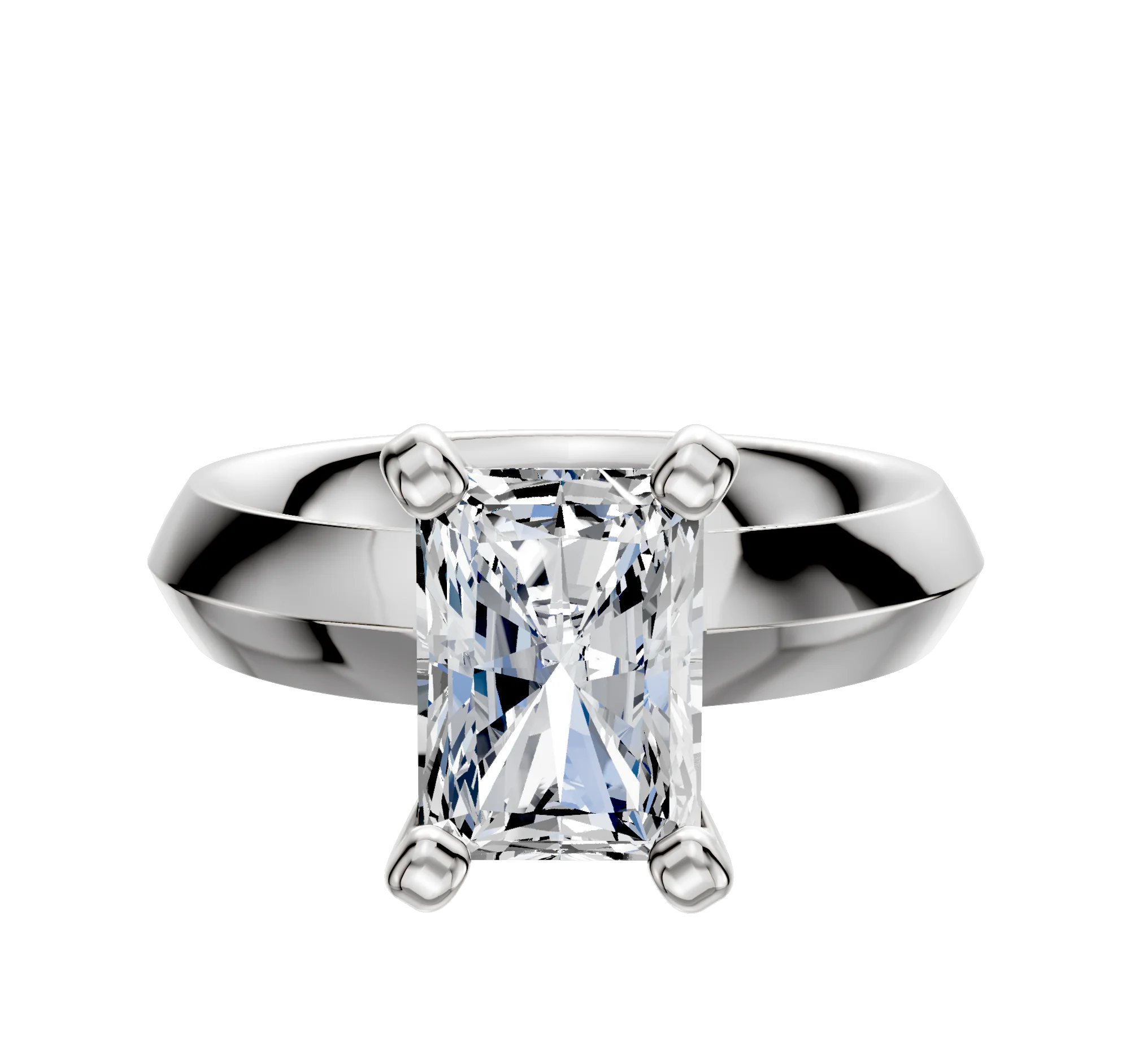 14K White Gold 4 Prong Classic Knife Edge 4.0mm Engagement Ring