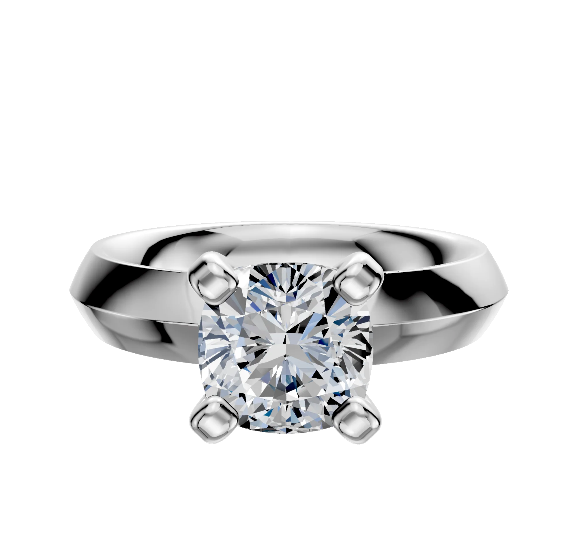 14K White Gold 4 Prong Classic Knife Edge 4.0mm Engagement Ring