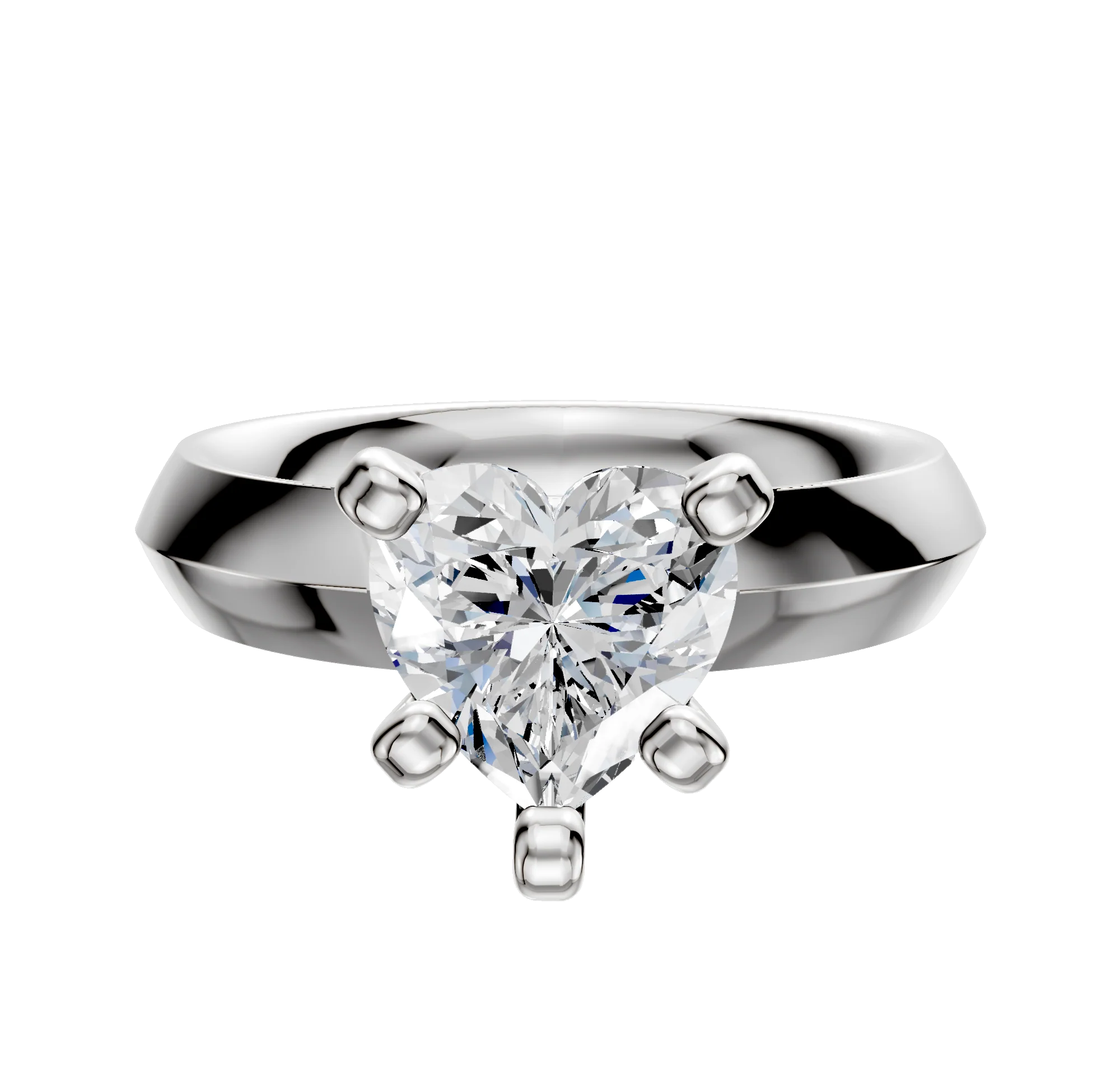14K White Gold 4 Prong Classic Knife Edge 4.0mm Engagement Ring