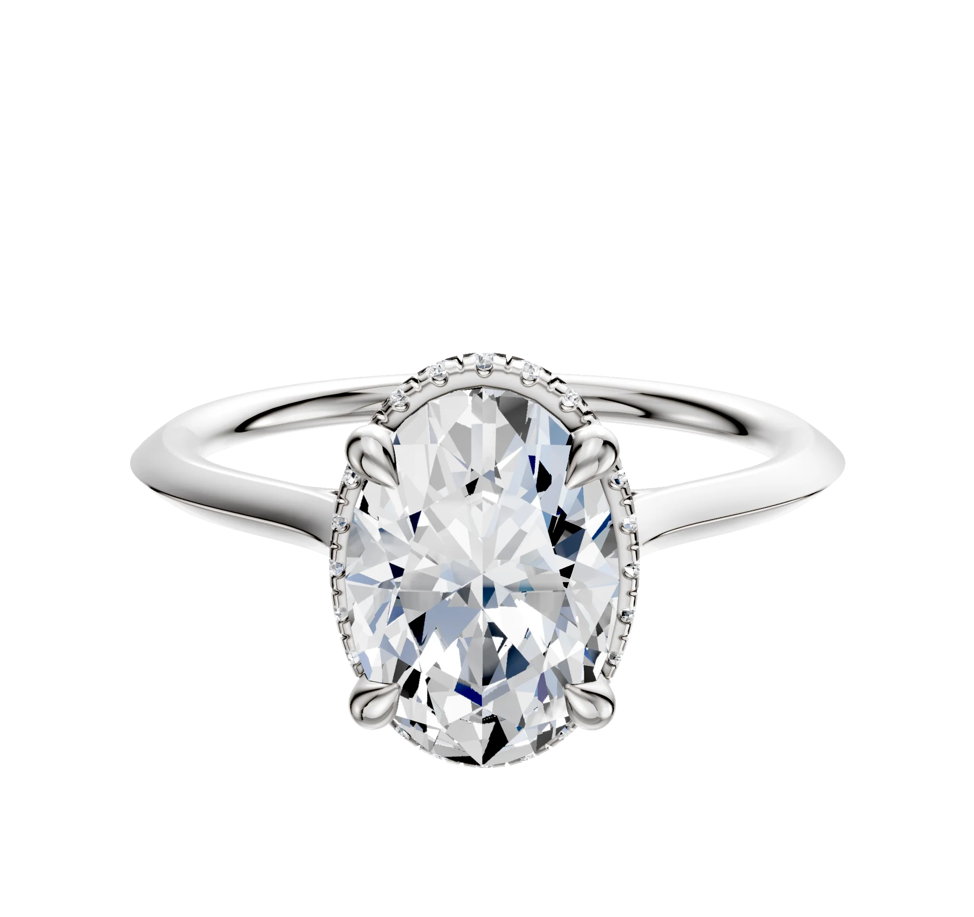 14K White Gold 4 Prong Collar Cathedral Knife Edge 1.5mm Engagement Ring
