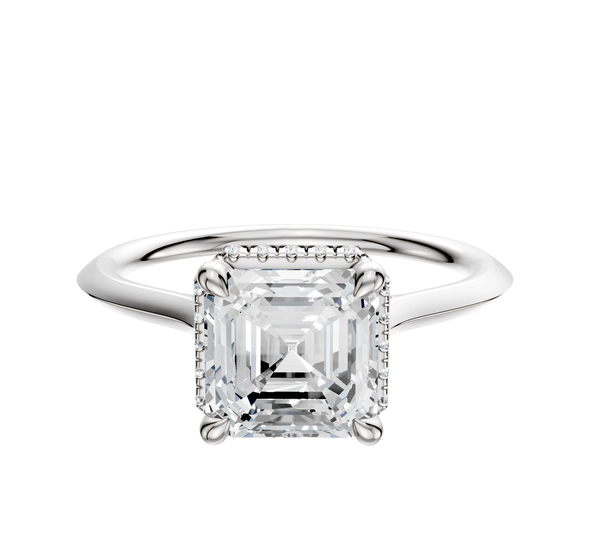 14K White Gold 4 Prong Collar Cathedral Knife Edge 1.5mm Engagement Ring
