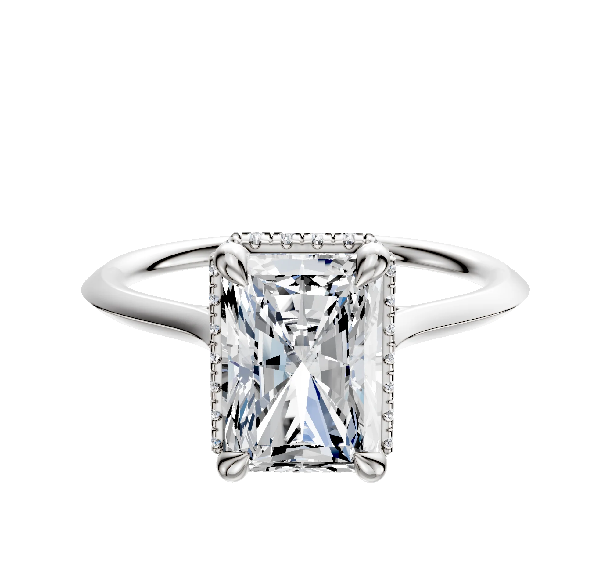 14K White Gold 4 Prong Collar Cathedral Knife Edge 1.5mm Engagement Ring