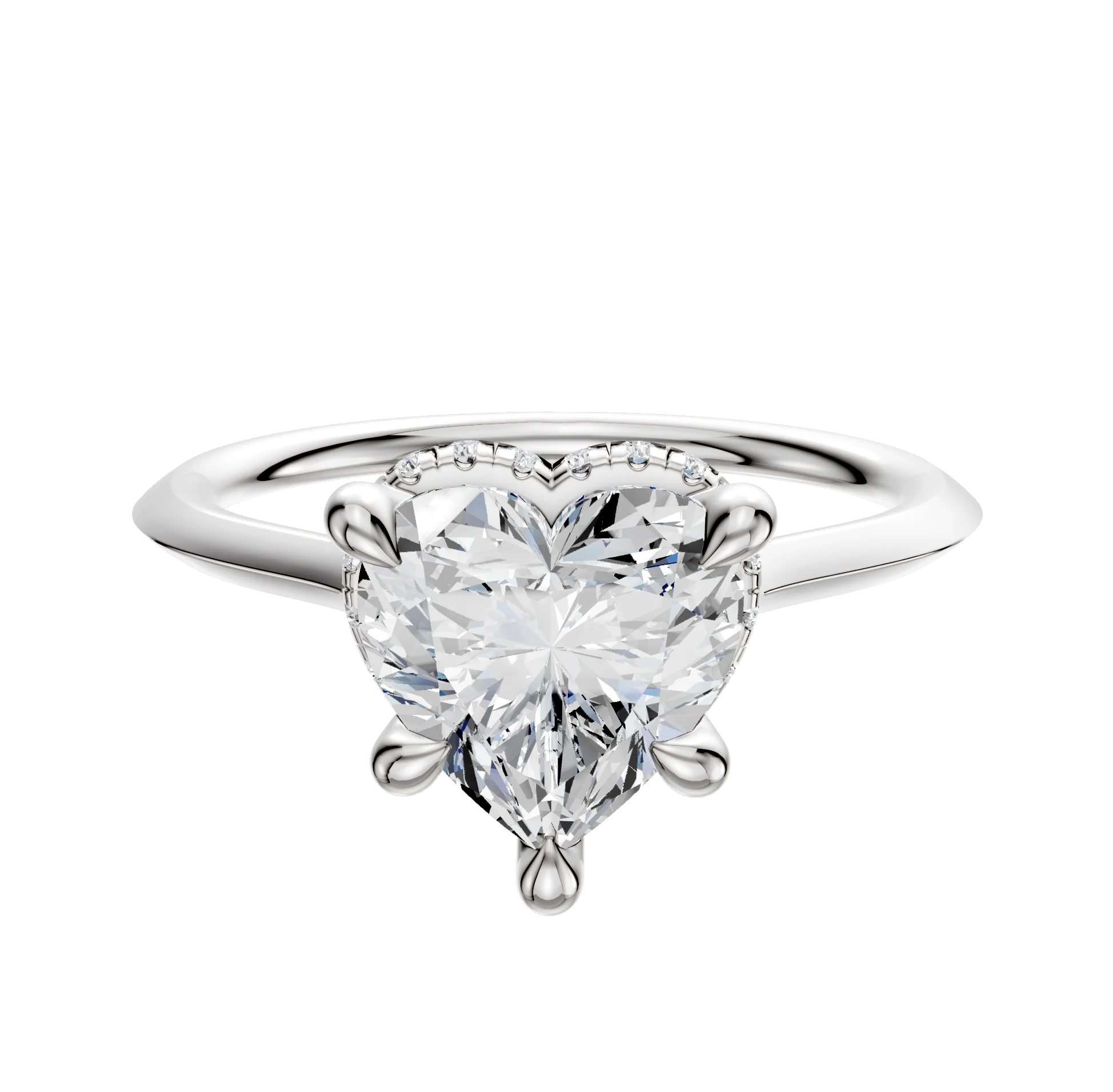 14K White Gold 4 Prong Collar Cathedral Knife Edge 1.5mm Engagement Ring