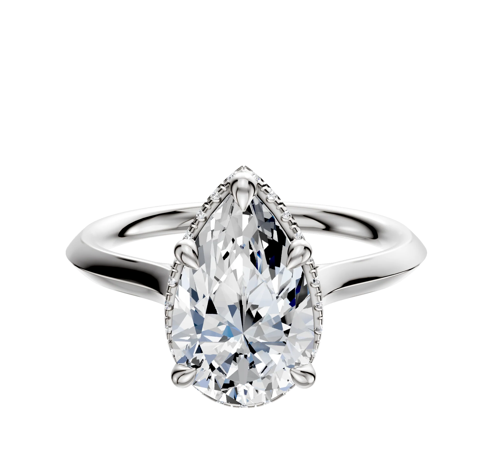 14K White Gold 4 Prong Collar Cathedral Knife Edge 2.0mm Engagement Ring