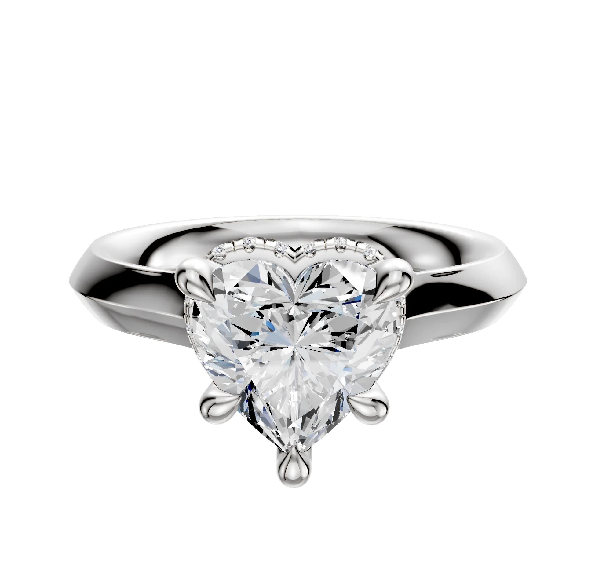 14K White Gold 4 Prong Collar Cathedral Knife Edge 3.0mm Engagement Ring