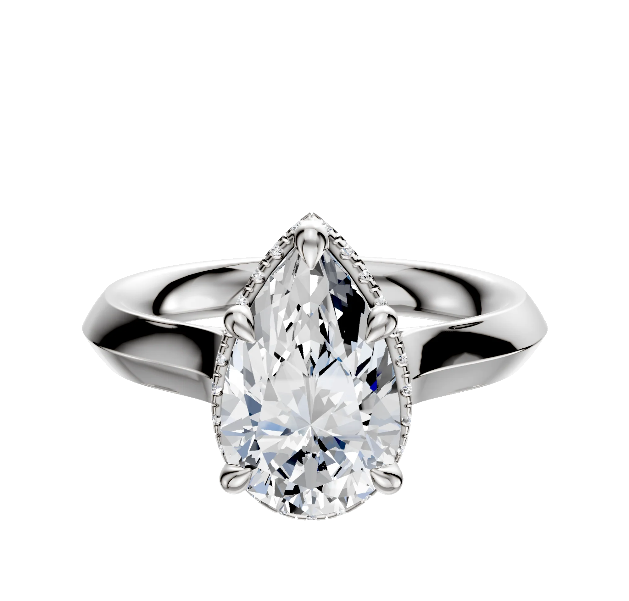 14K White Gold 4 Prong Collar Cathedral Knife Edge 3.0mm Engagement Ring