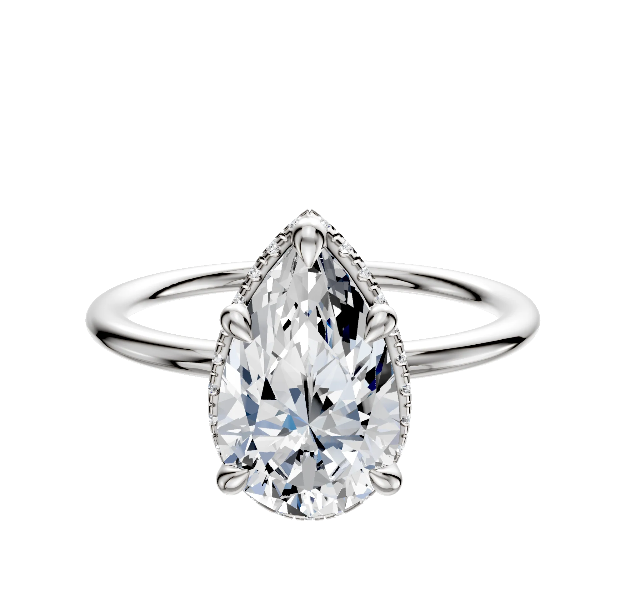 14K White Gold 4 Prong Collar Classic Dome 1.5mm Engagement Ring