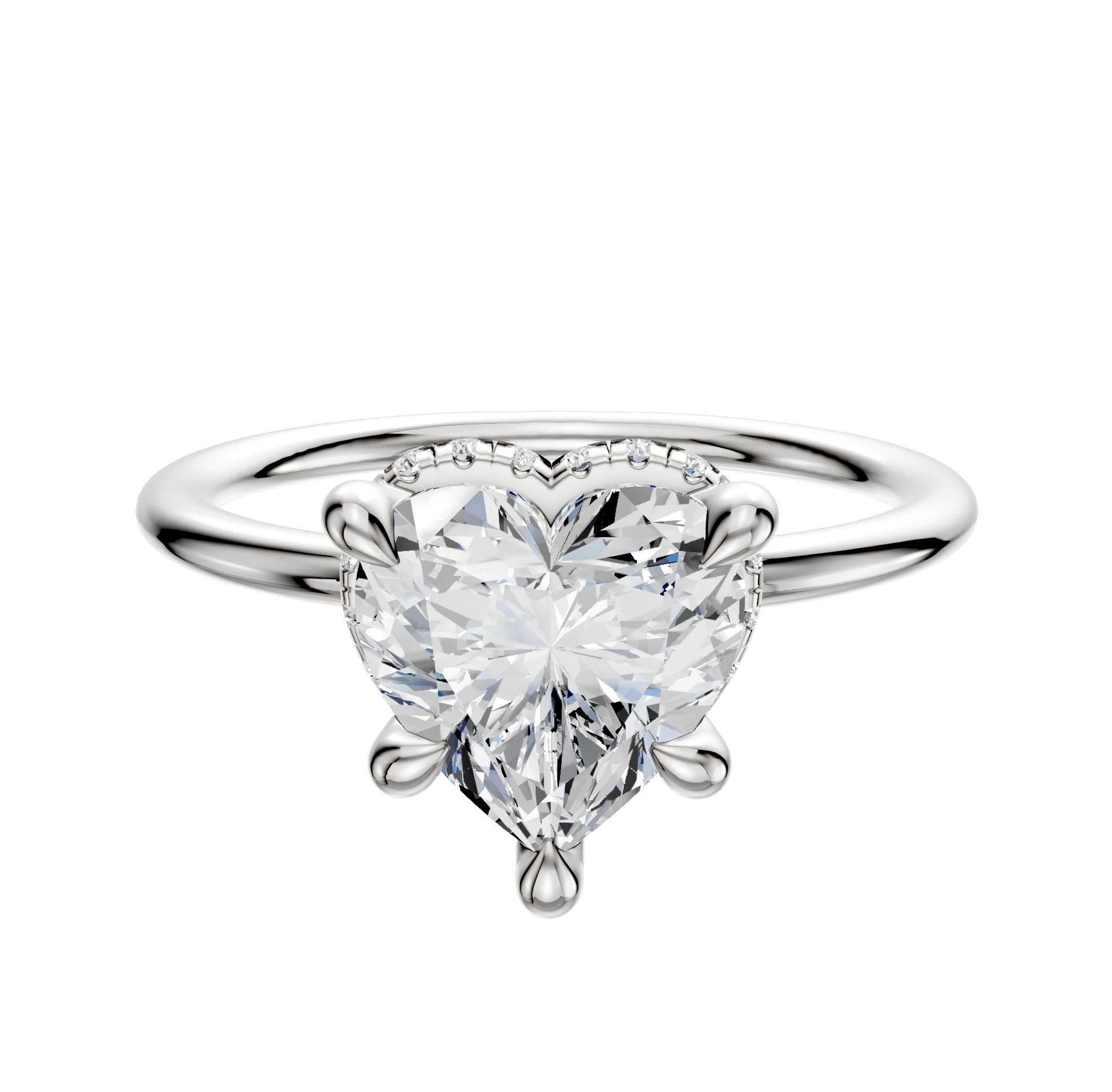 14K White Gold 4 Prong Collar Classic Dome 1.5mm Engagement Ring
