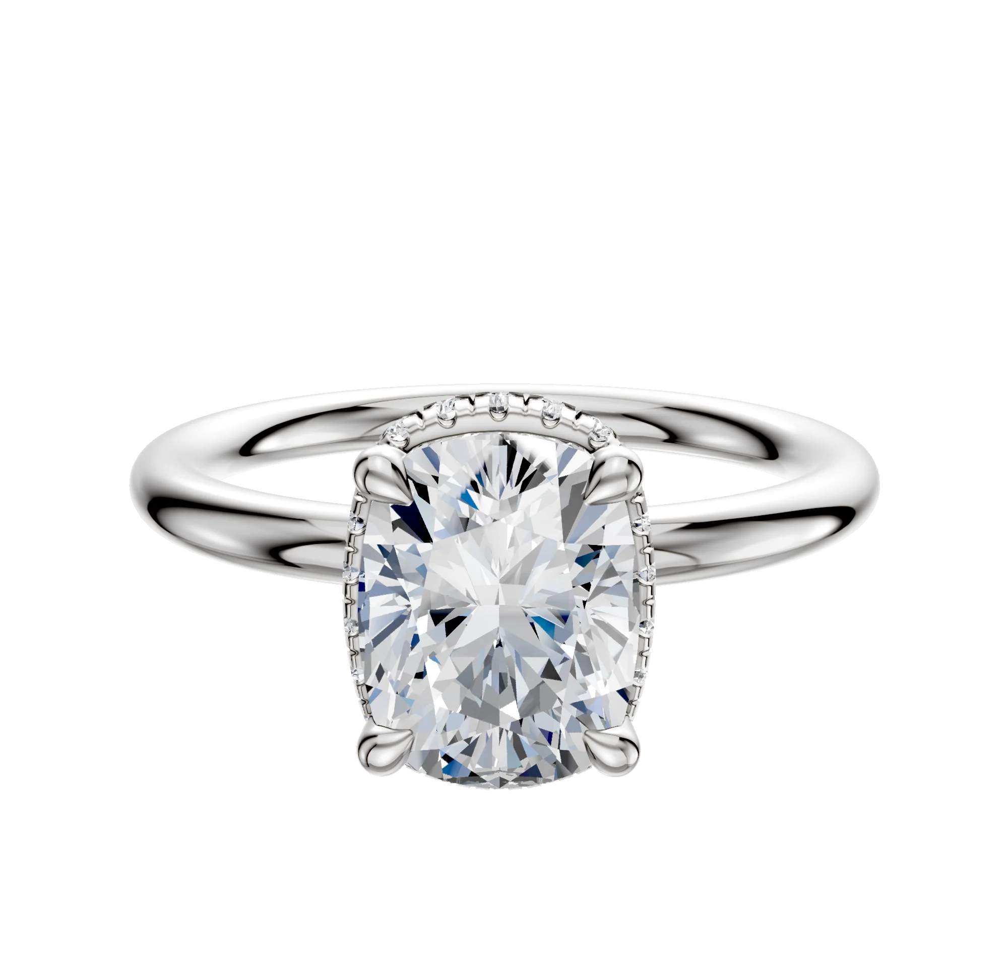 14K White Gold 4 Prong Collar Classic Dome 2.0mm Engagement Ring