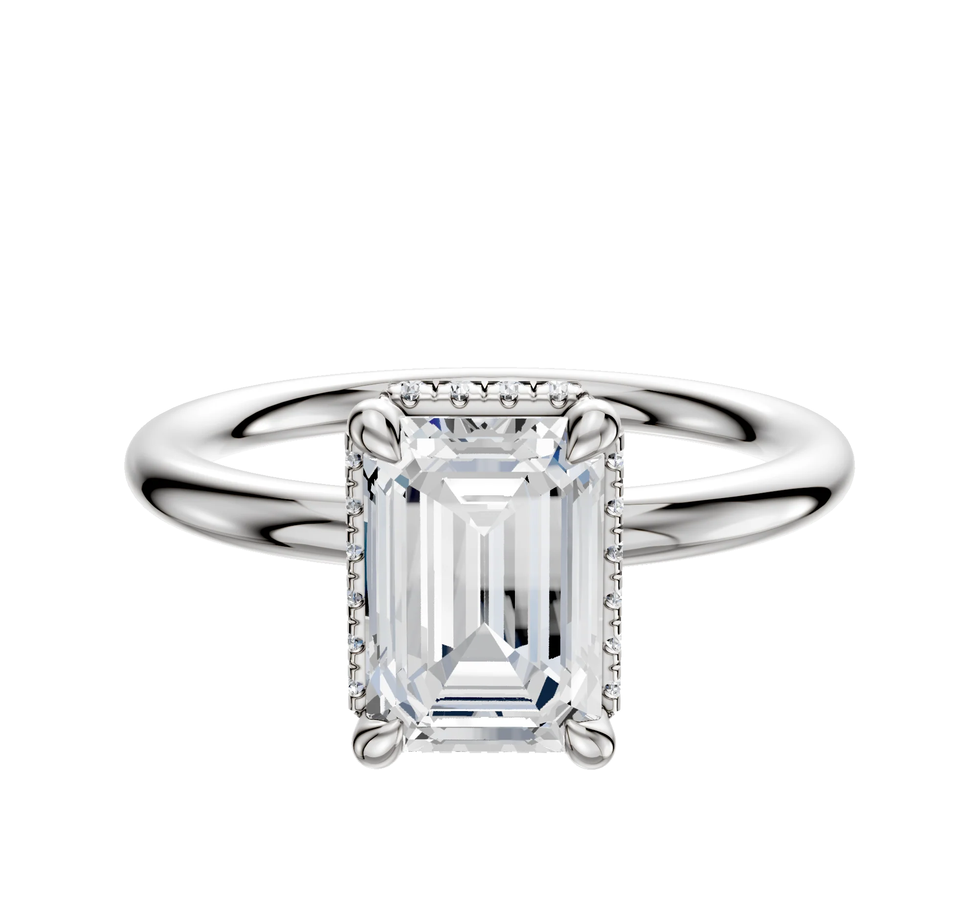 14K White Gold 4 Prong Collar Classic Dome 2.0mm Engagement Ring