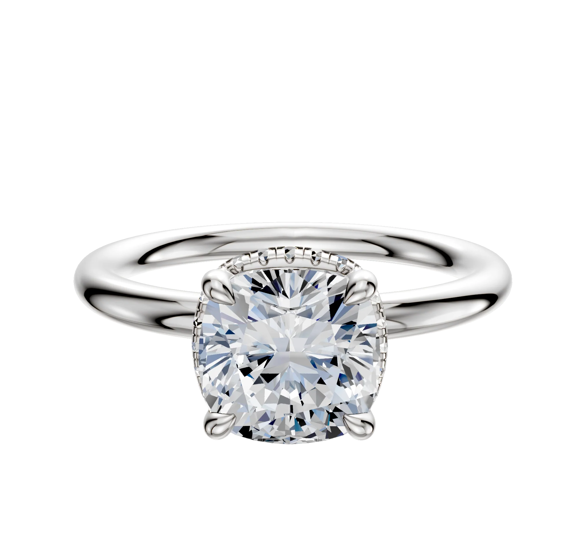 14K White Gold 4 Prong Collar Classic Dome 2.0mm Engagement Ring