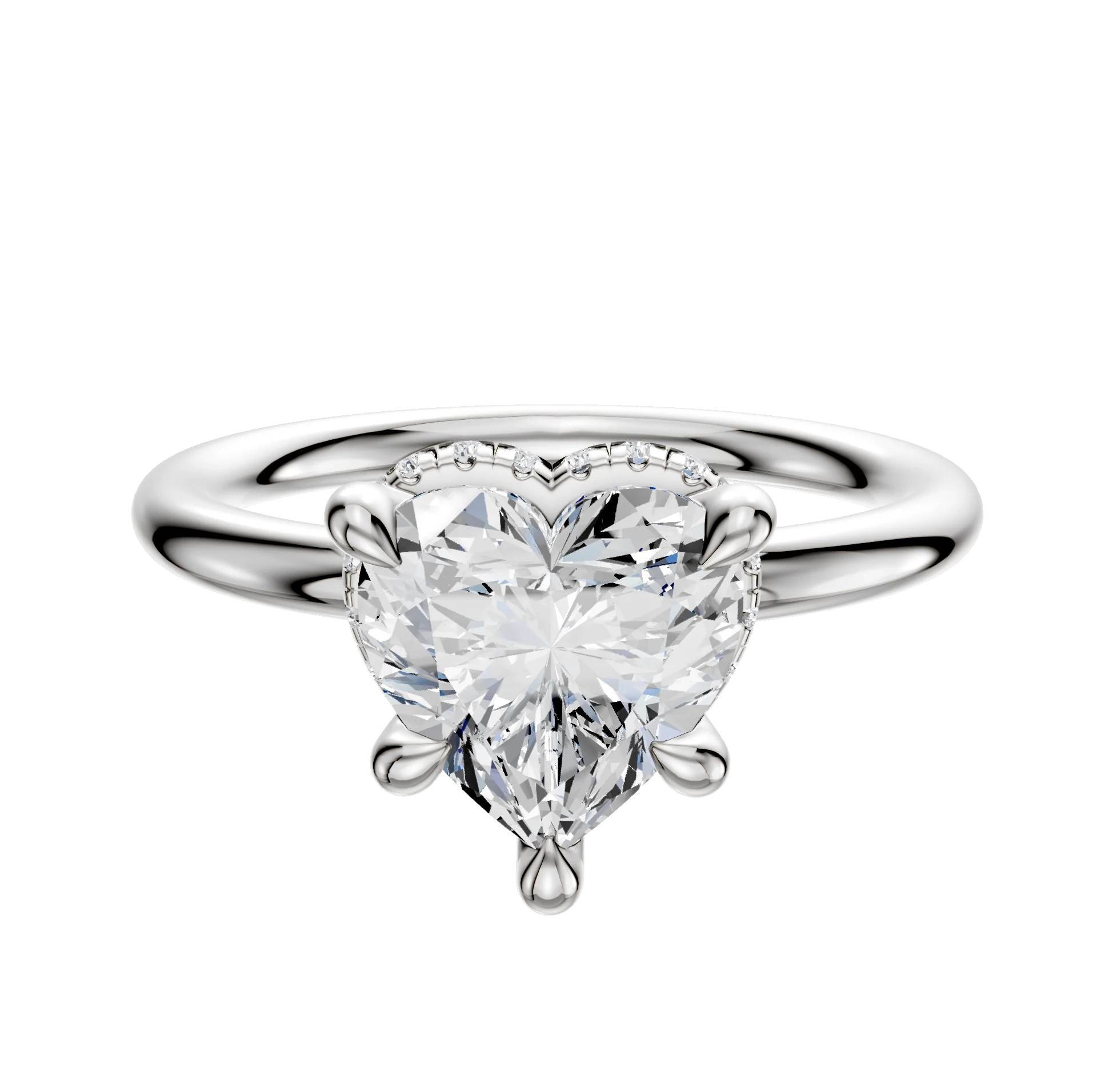 14K White Gold 4 Prong Collar Classic Dome 2.0mm Engagement Ring