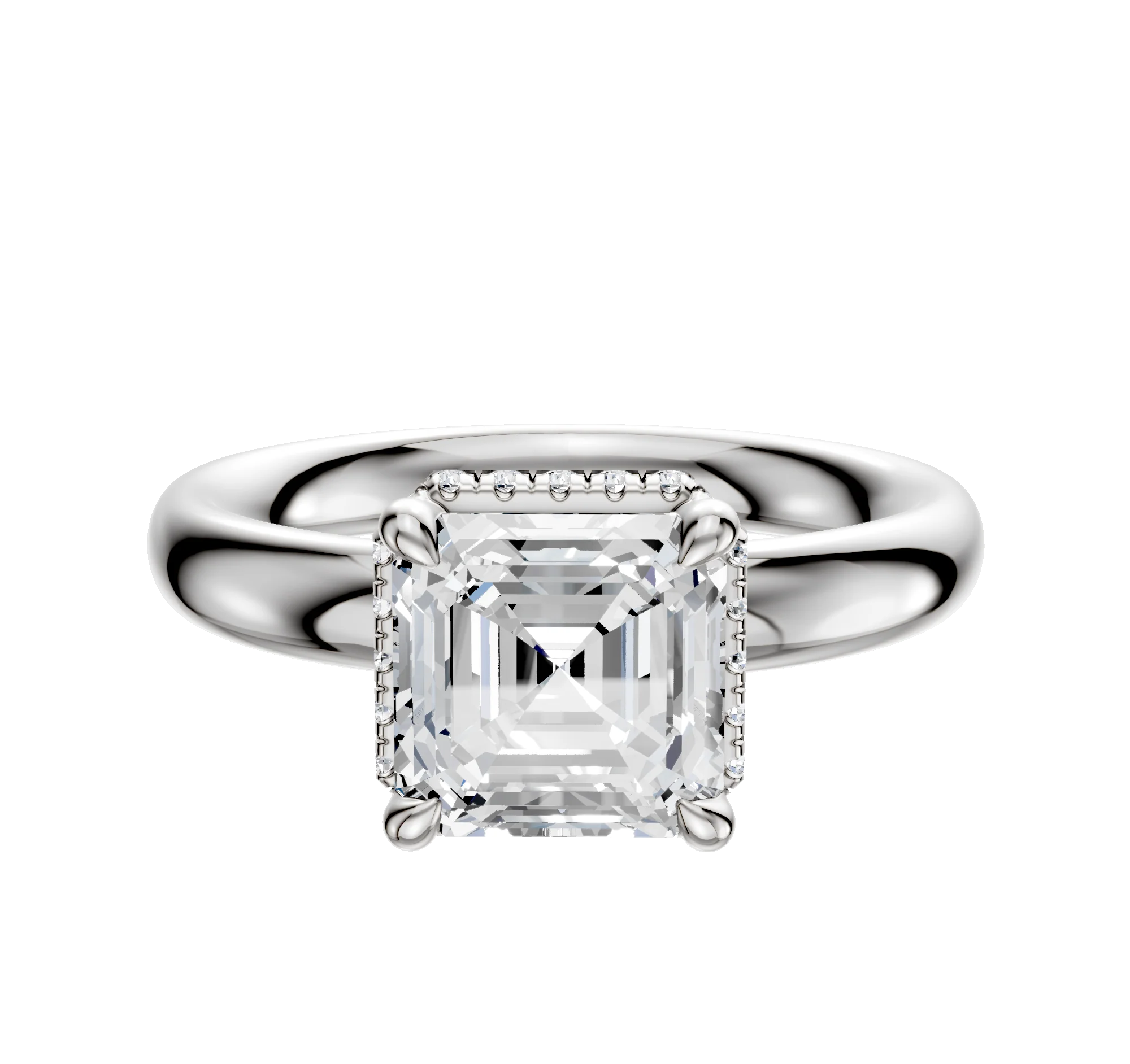 14K White Gold 4 Prong Collar Classic Dome 3.0mm Engagement Ring