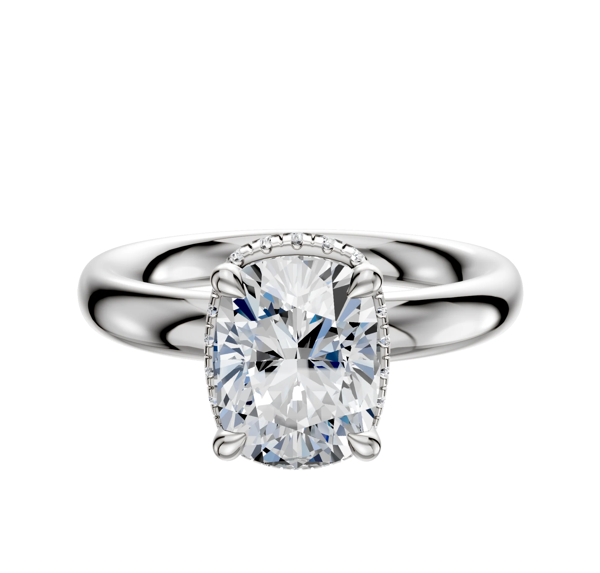 14K White Gold 4 Prong Collar Classic Dome 3.0mm Engagement Ring