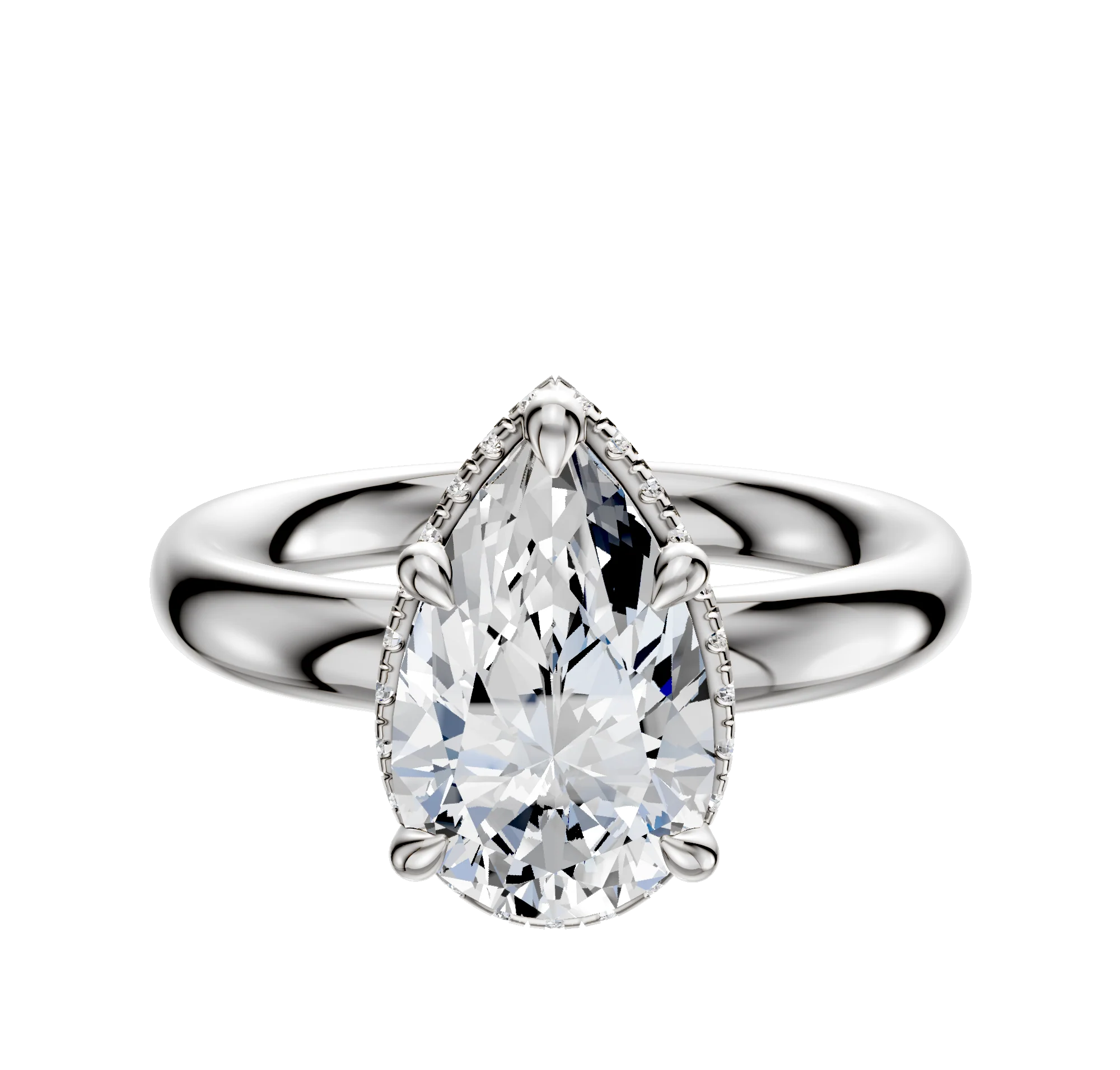 14K White Gold 4 Prong Collar Classic Dome 3.0mm Engagement Ring