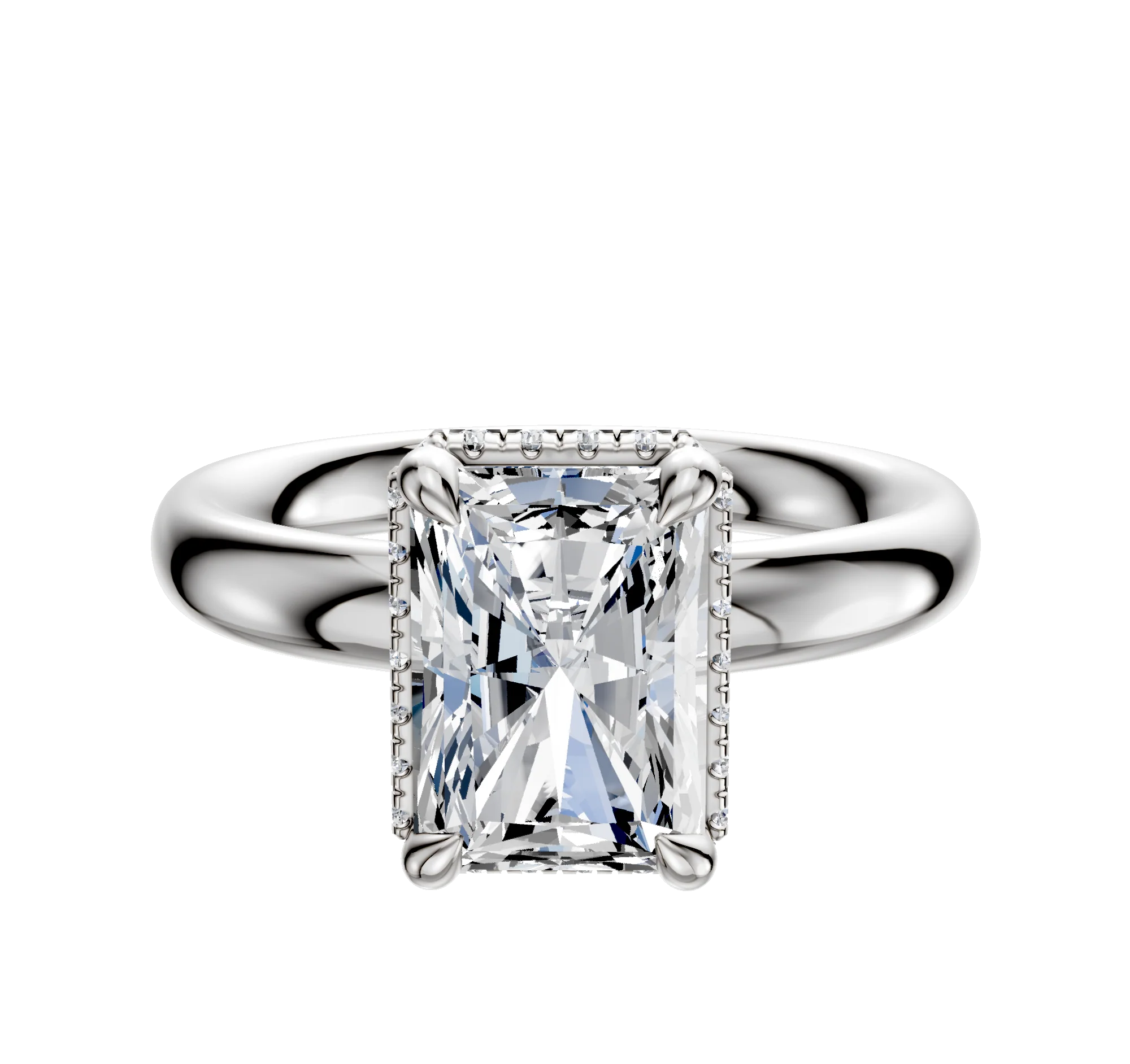 14K White Gold 4 Prong Collar Classic Dome 3.0mm Engagement Ring