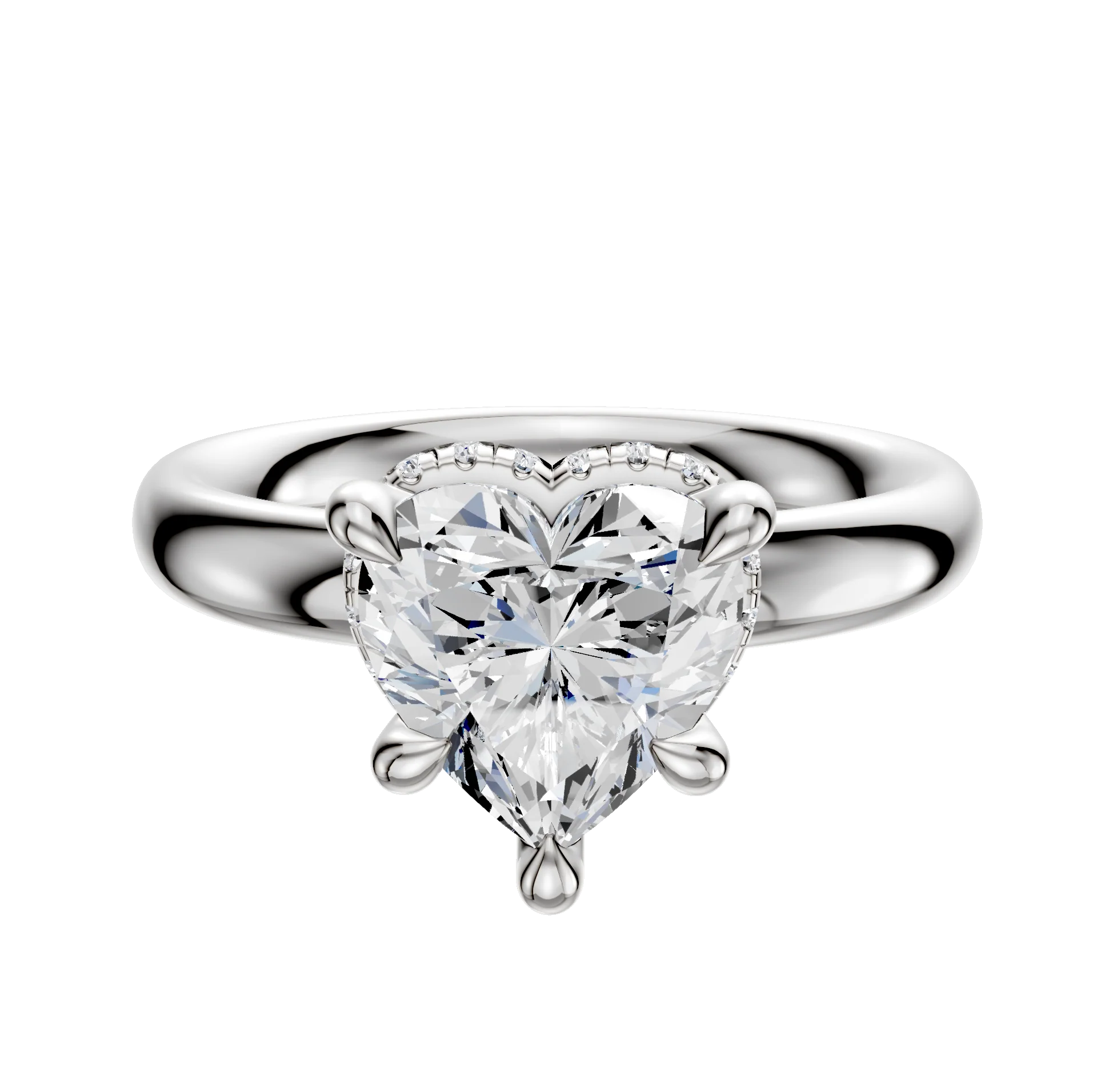 14K White Gold 4 Prong Collar Classic Dome 3.0mm Engagement Ring