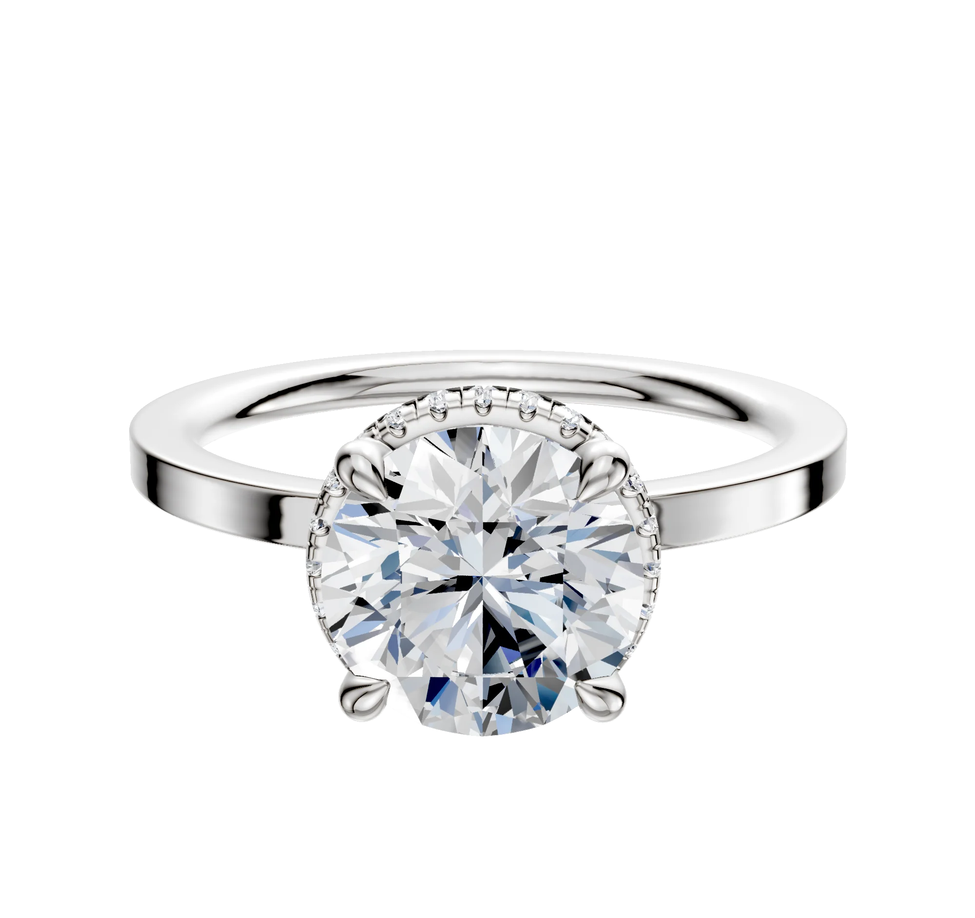 14K White Gold 4 Prong Collar Classic Flat 1.5mm Engagement Ring