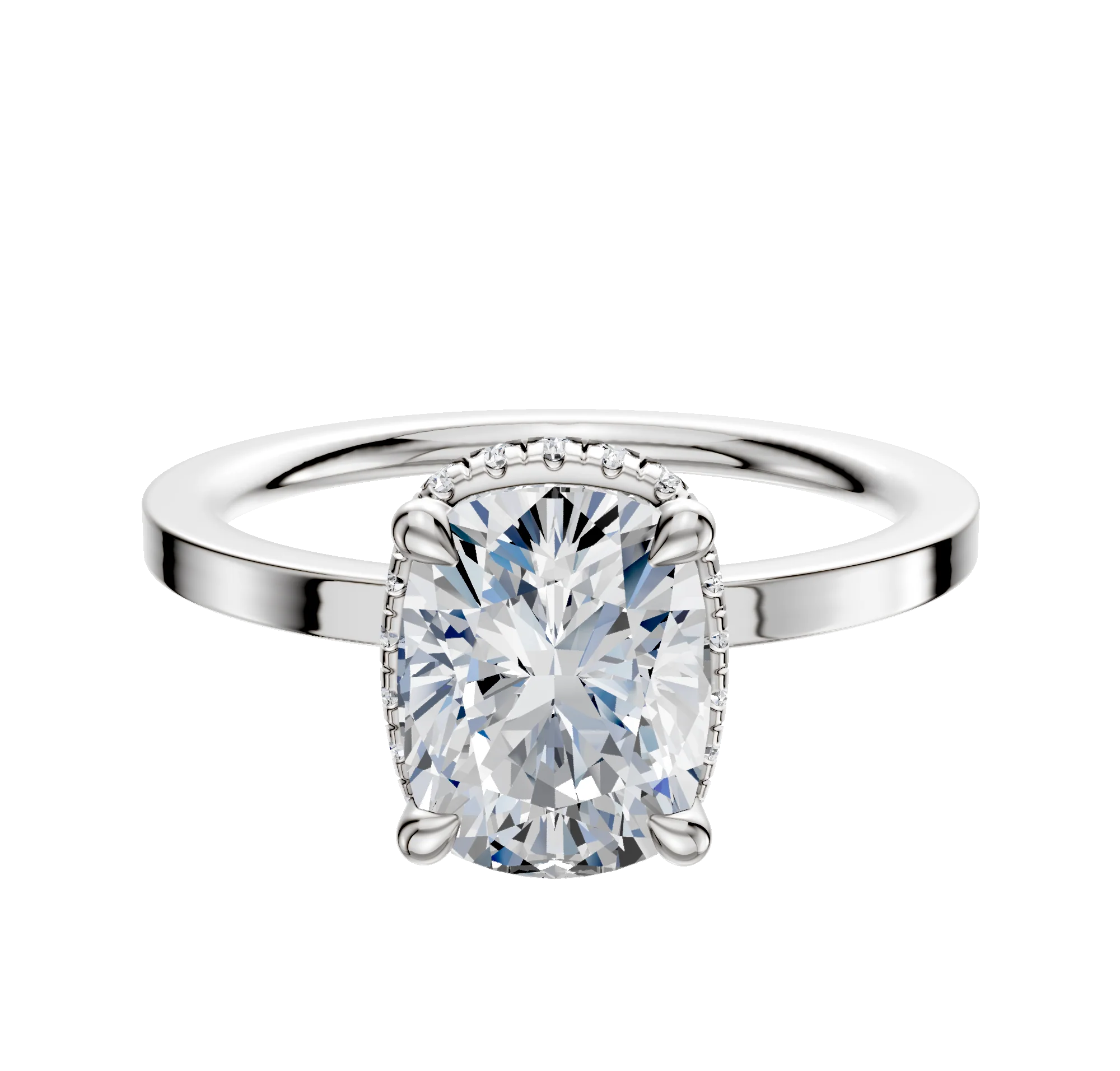 14K White Gold 4 Prong Collar Classic Flat 1.5mm Engagement Ring