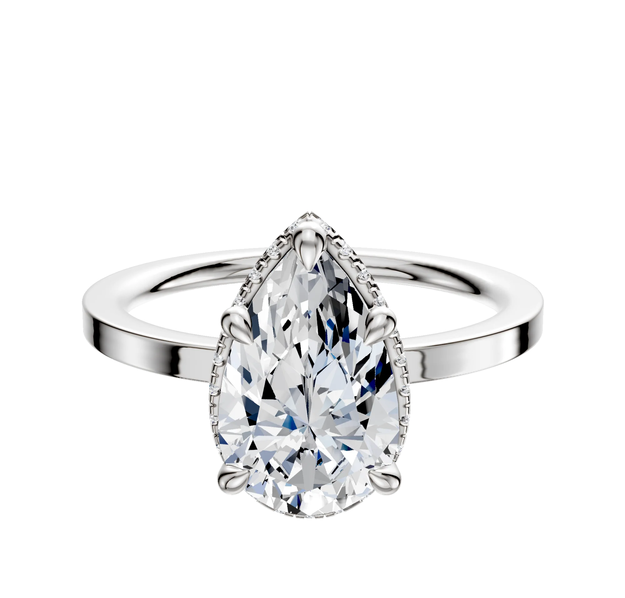 14K White Gold 4 Prong Collar Classic Flat 1.5mm Engagement Ring