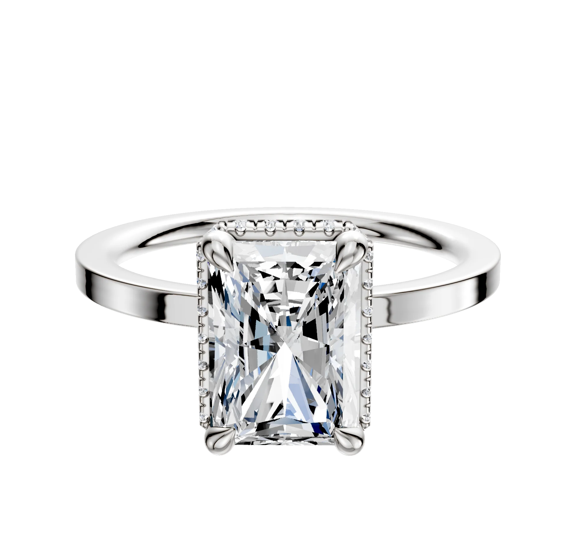 14K White Gold 4 Prong Collar Classic Flat 1.5mm Engagement Ring
