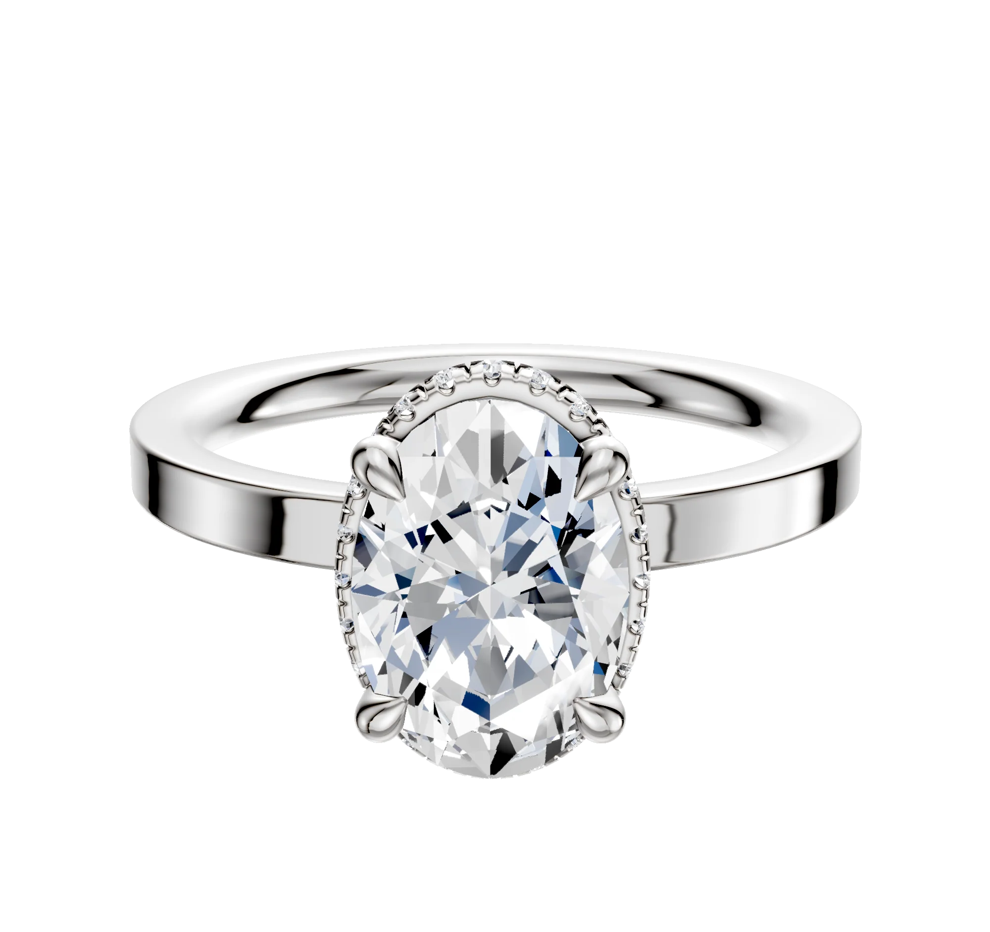 14K White Gold 4 Prong Collar Classic Flat 2.0mm Engagement Ring
