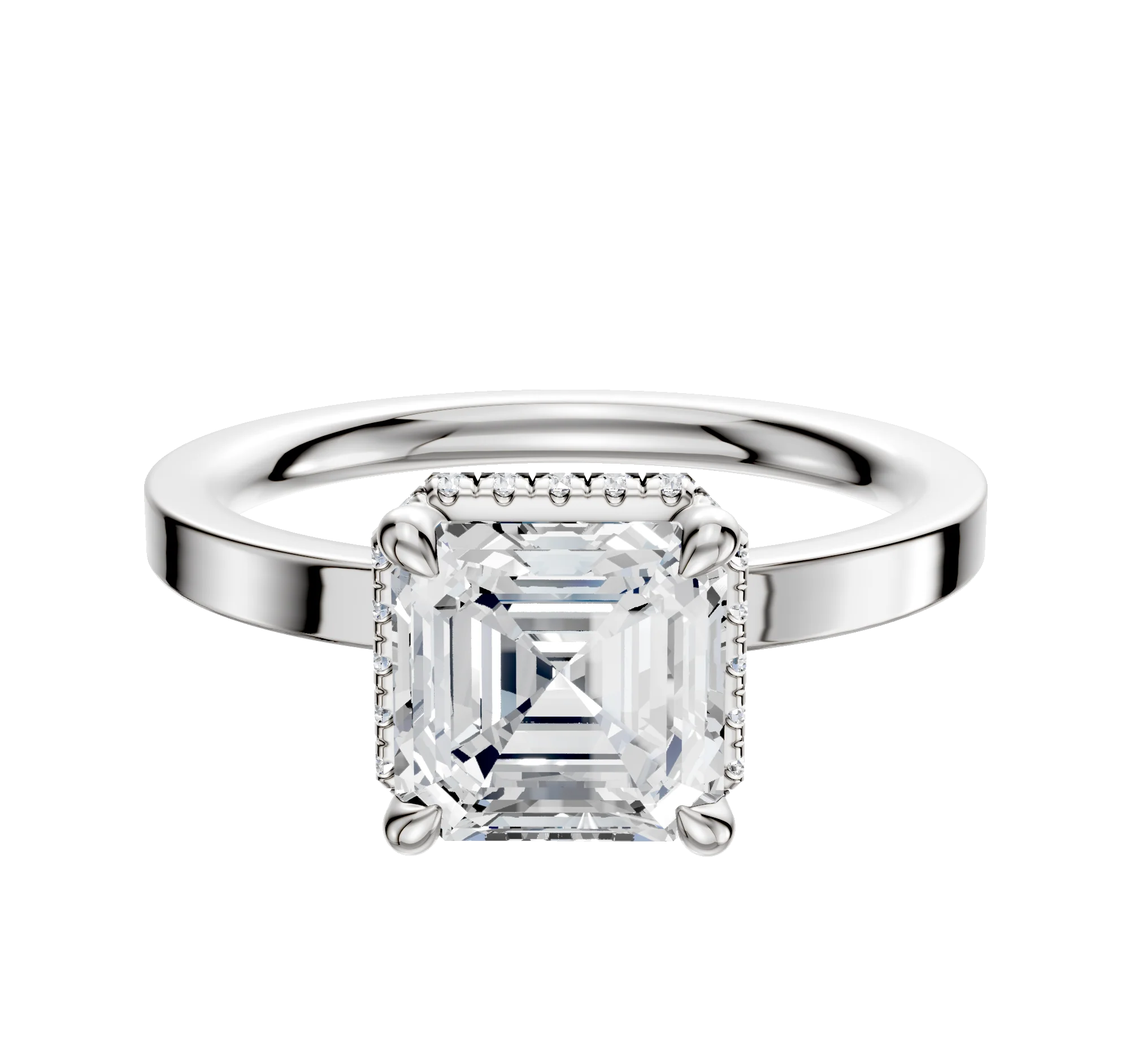 14K White Gold 4 Prong Collar Classic Flat 2.0mm Engagement Ring