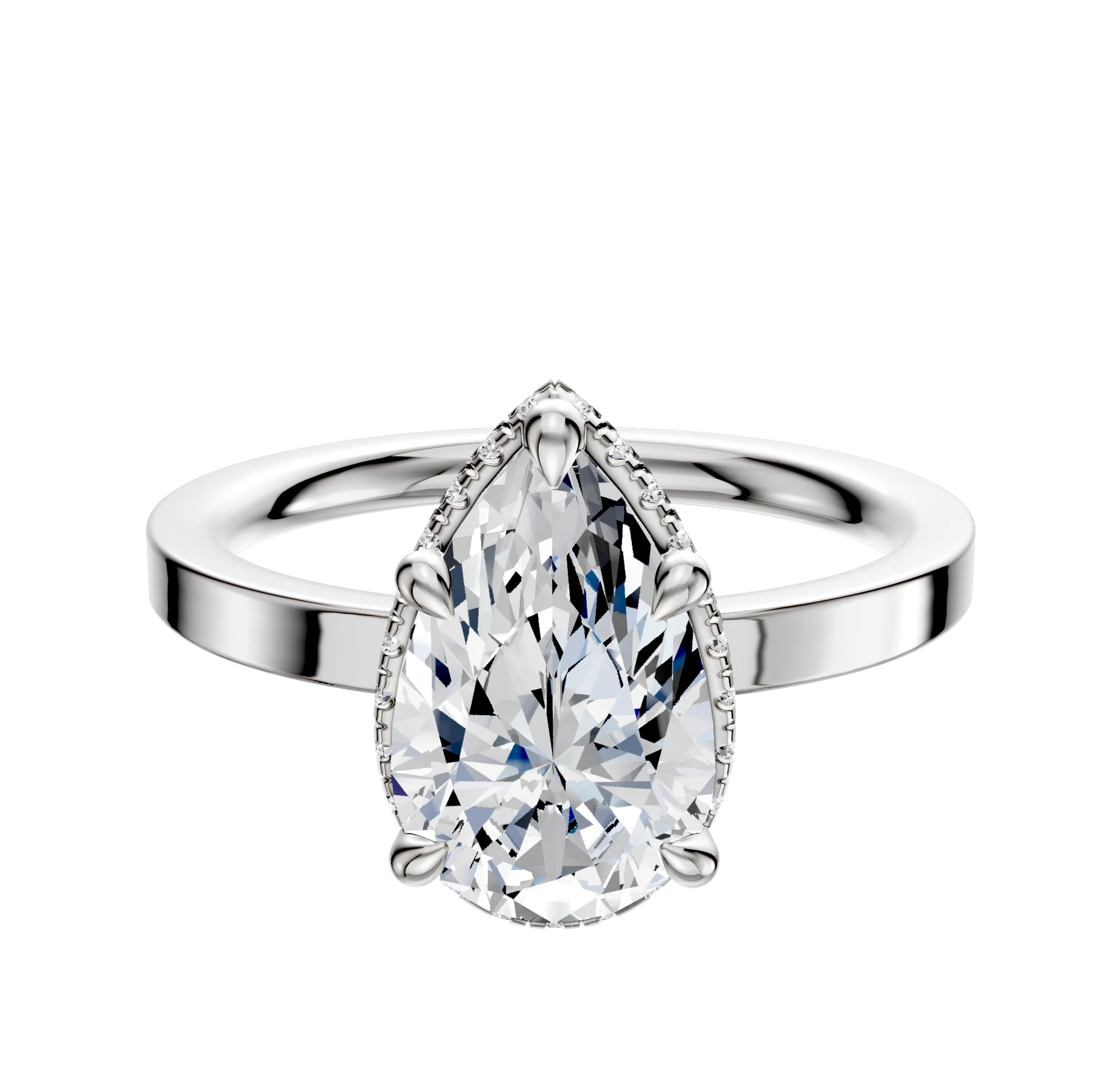 14K White Gold 4 Prong Collar Classic Flat 2.0mm Engagement Ring