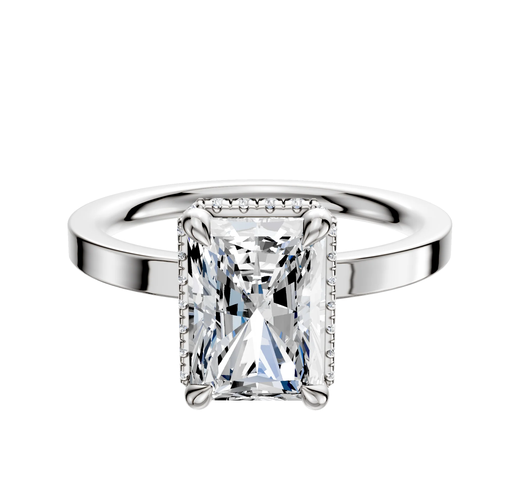 14K White Gold 4 Prong Collar Classic Flat 2.0mm Engagement Ring