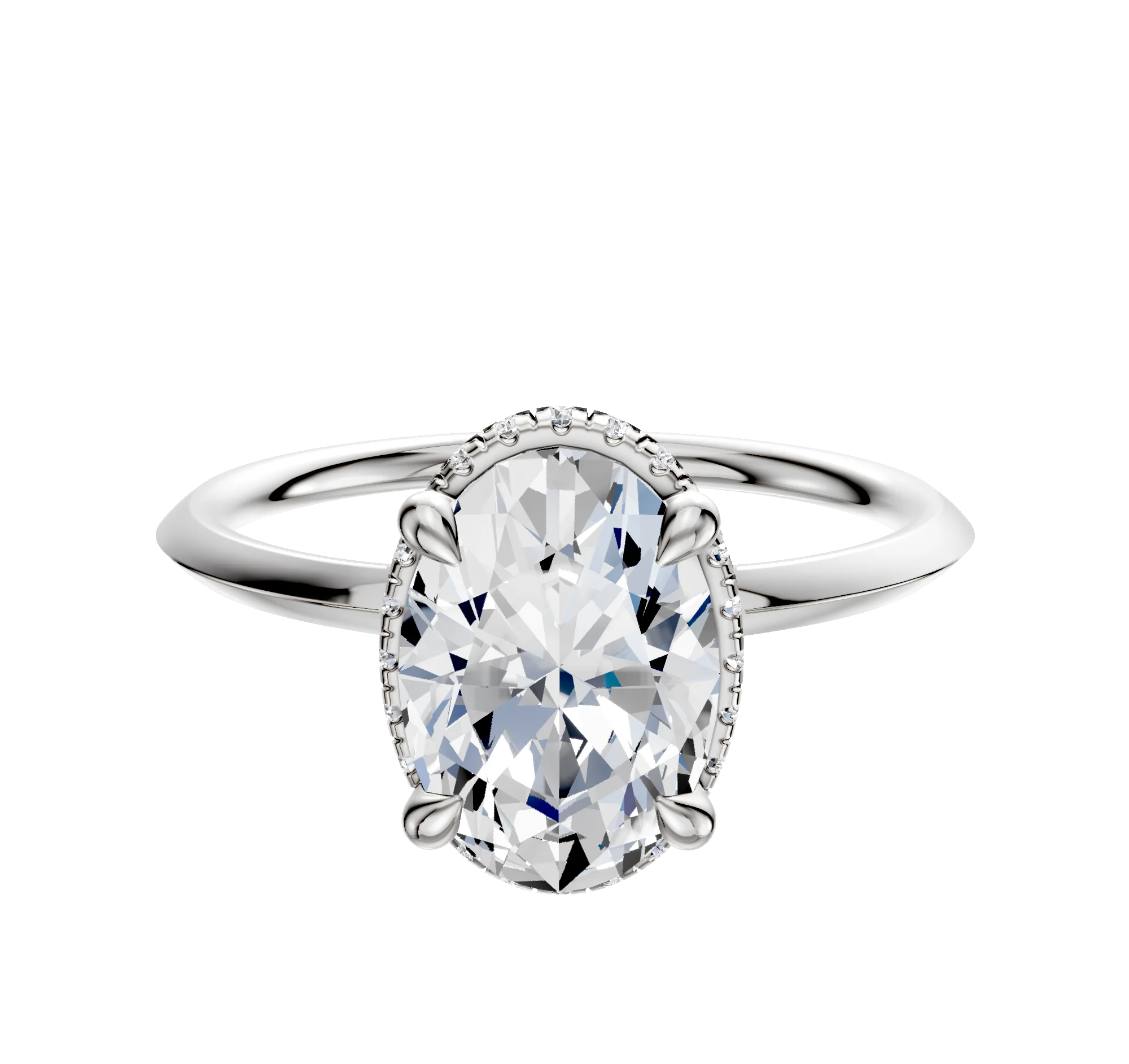 14K White Gold 4 Prong Collar Classic Knife Edge 1.5mm Engagement Ring