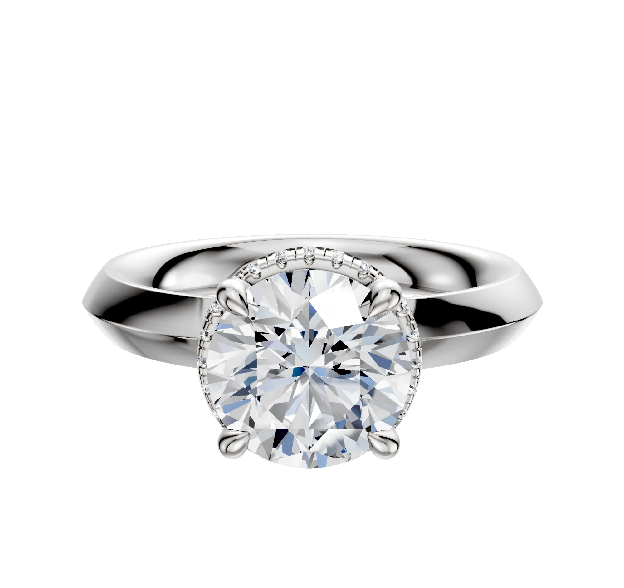 14K White Gold 4 Prong Collar Classic Knife Edge 3.0mm Engagement Ring