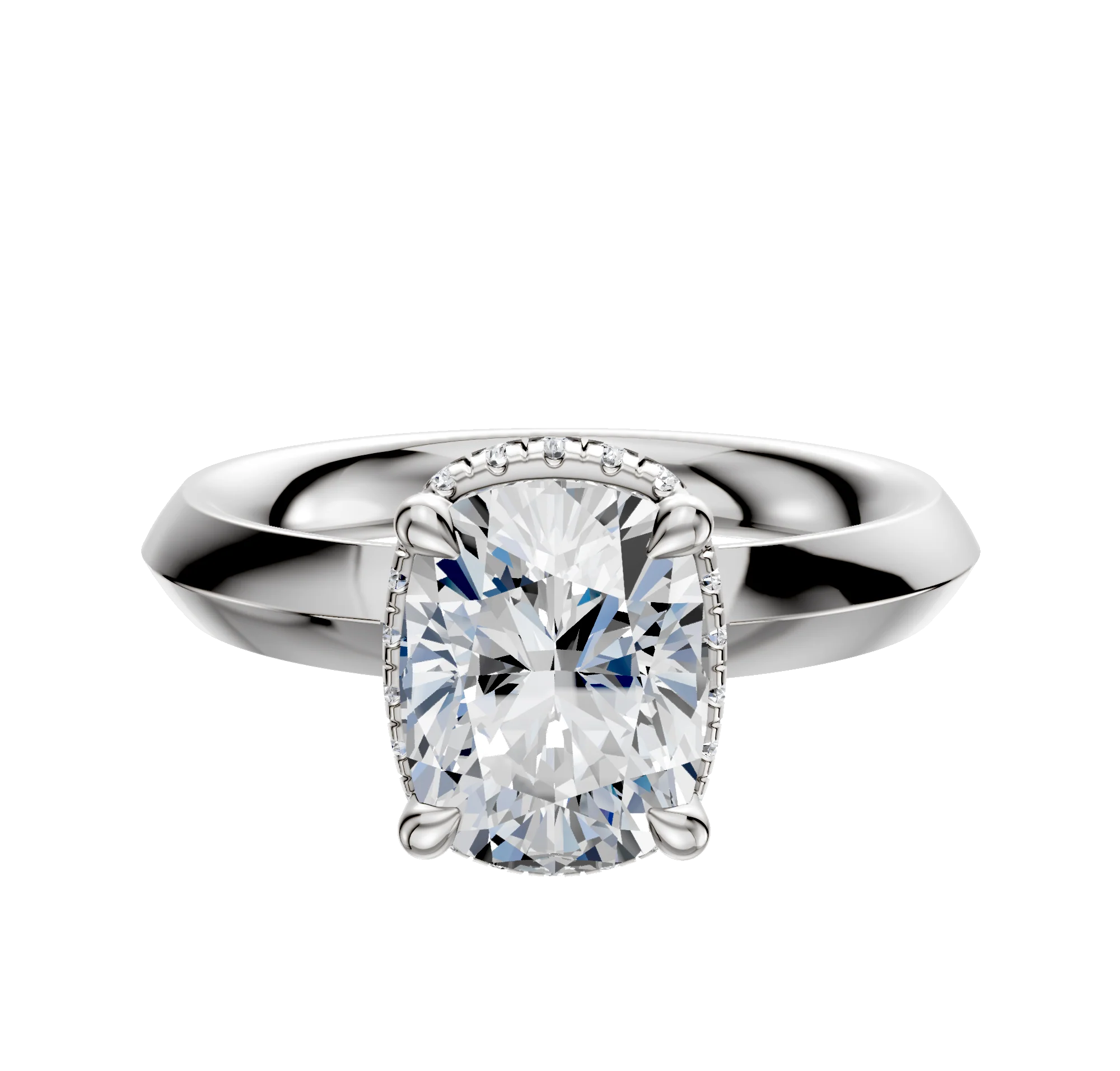 14K White Gold 4 Prong Collar Classic Knife Edge 3.0mm Engagement Ring