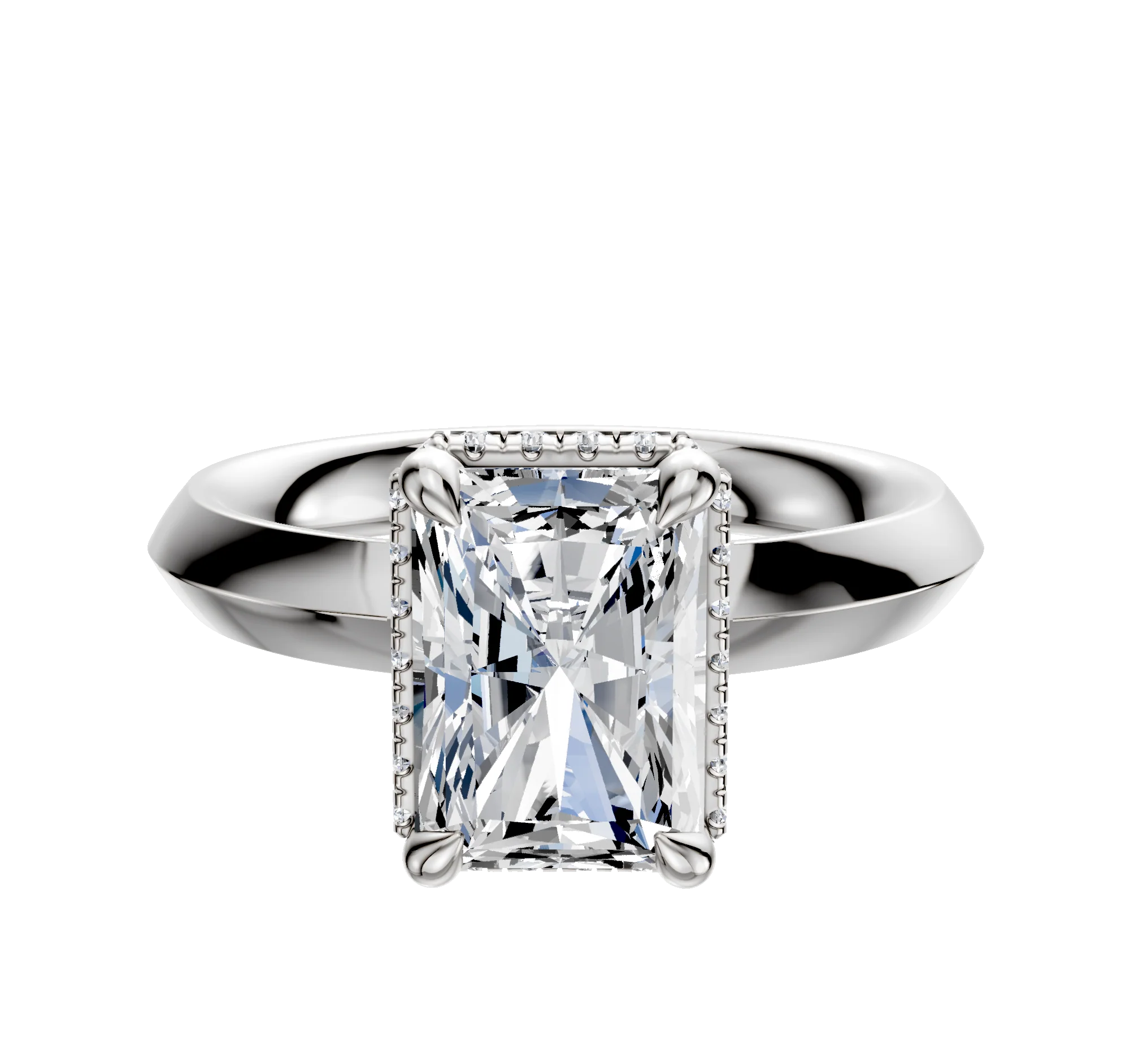 14K White Gold 4 Prong Collar Classic Knife Edge 3.0mm Engagement Ring