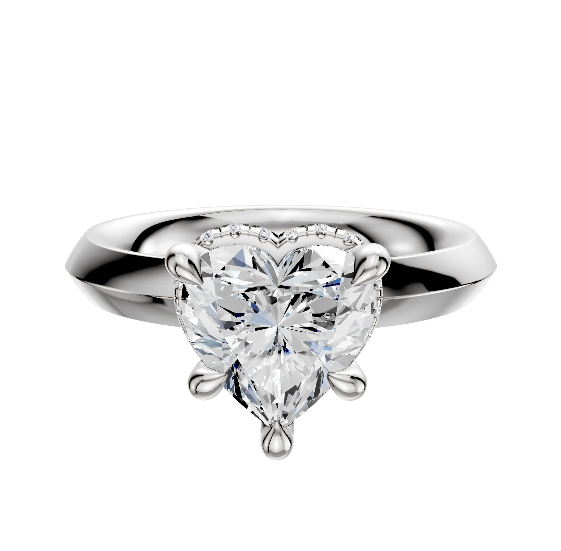 14K White Gold 4 Prong Collar Classic Knife Edge 3.0mm Engagement Ring