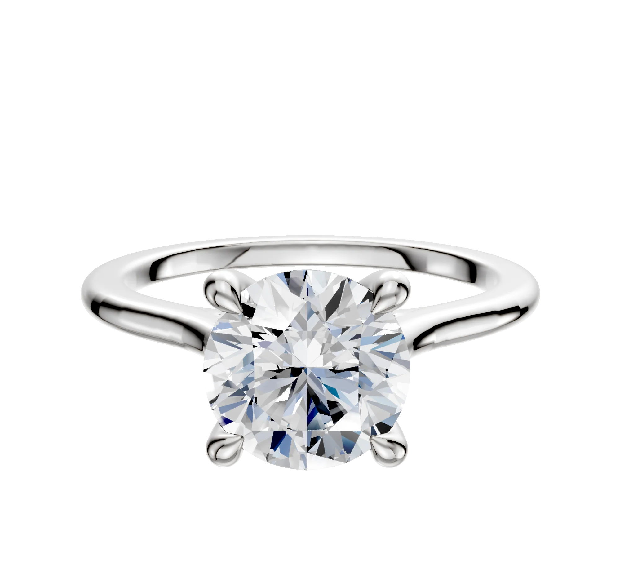 14K White Gold 4 Prong Hidden Halo Cathedral Dome 1.5mm Engagement Ring