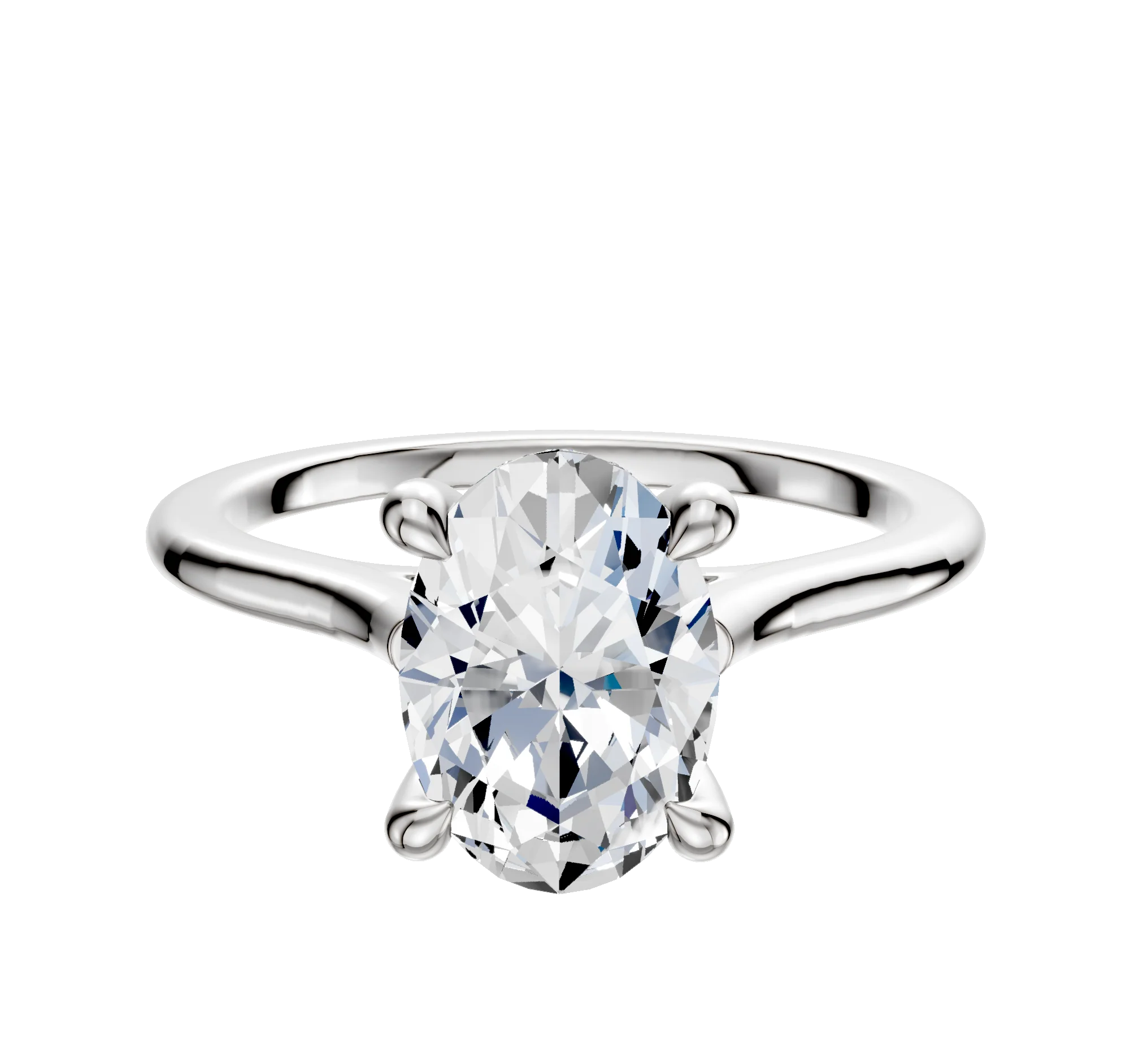 14K White Gold 4 Prong Hidden Halo Cathedral Dome 1.5mm Engagement Ring