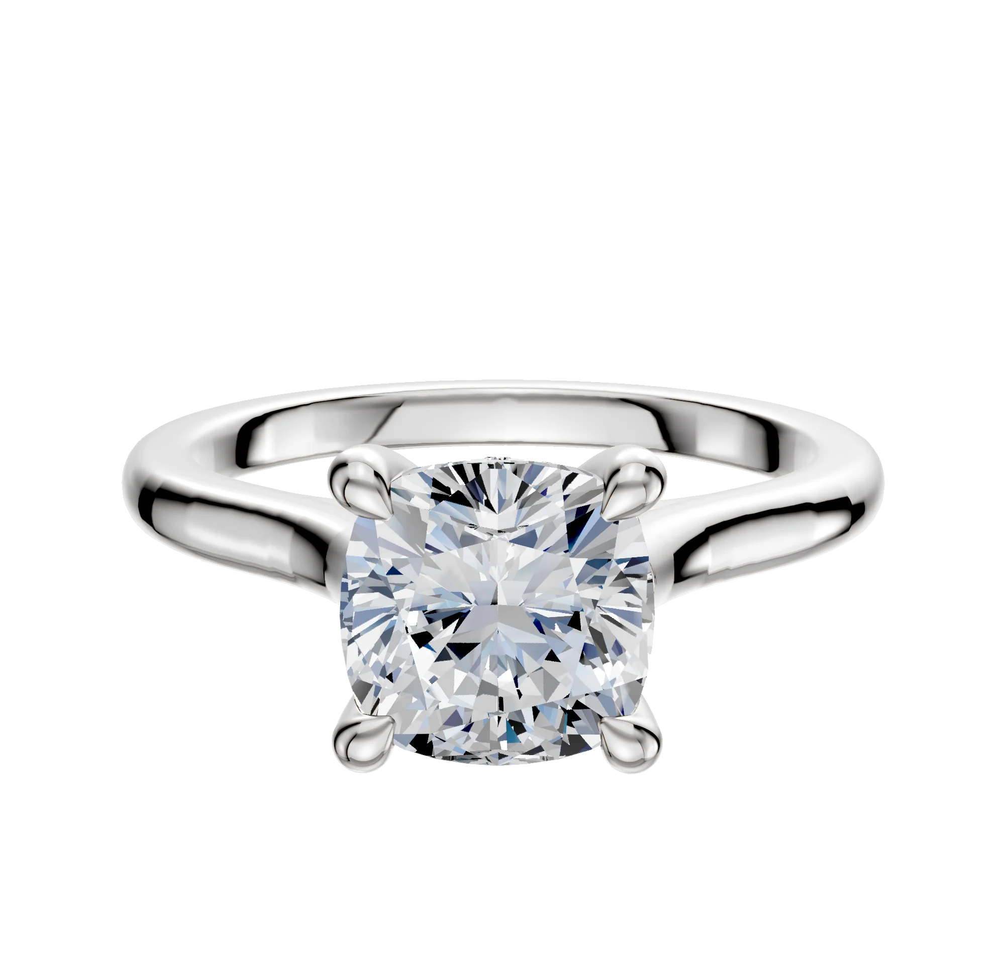 14K White Gold 4 Prong Hidden Halo Cathedral Dome 2.0mm Engagement Ring