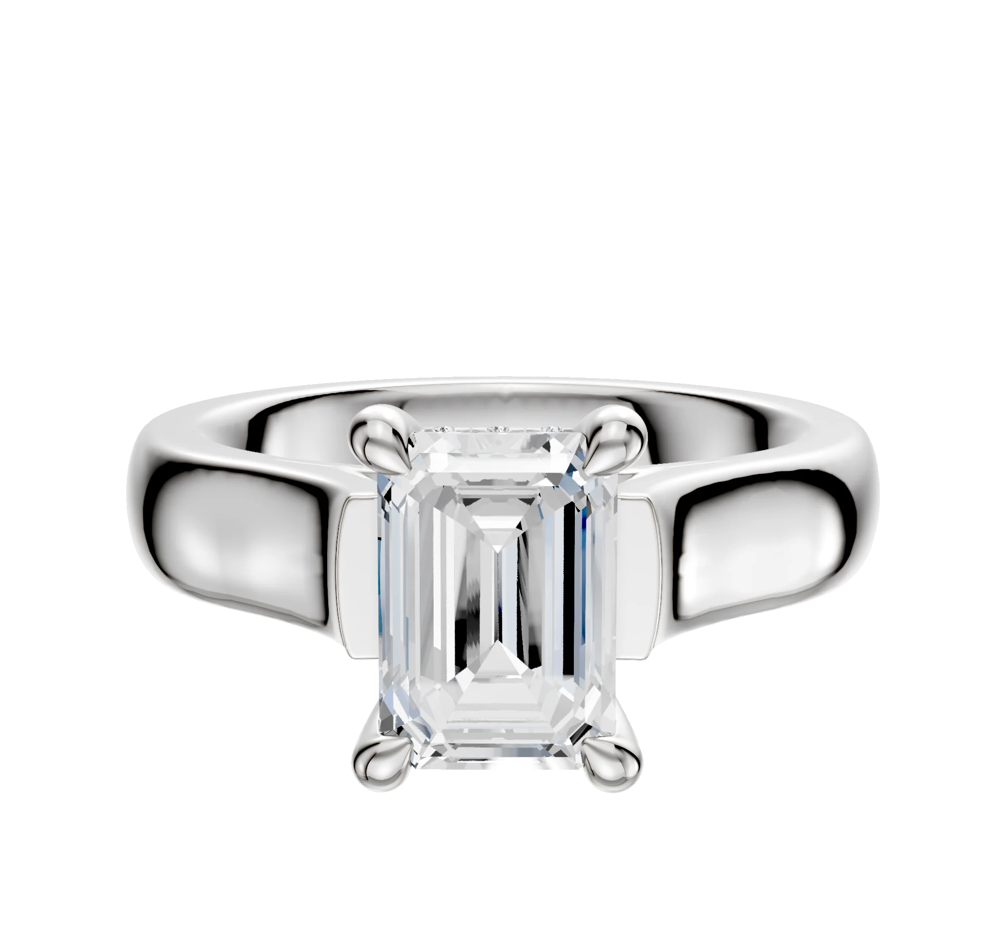 14K White Gold 4 Prong Hidden Halo Cathedral Dome 4.0mm Engagement Ring