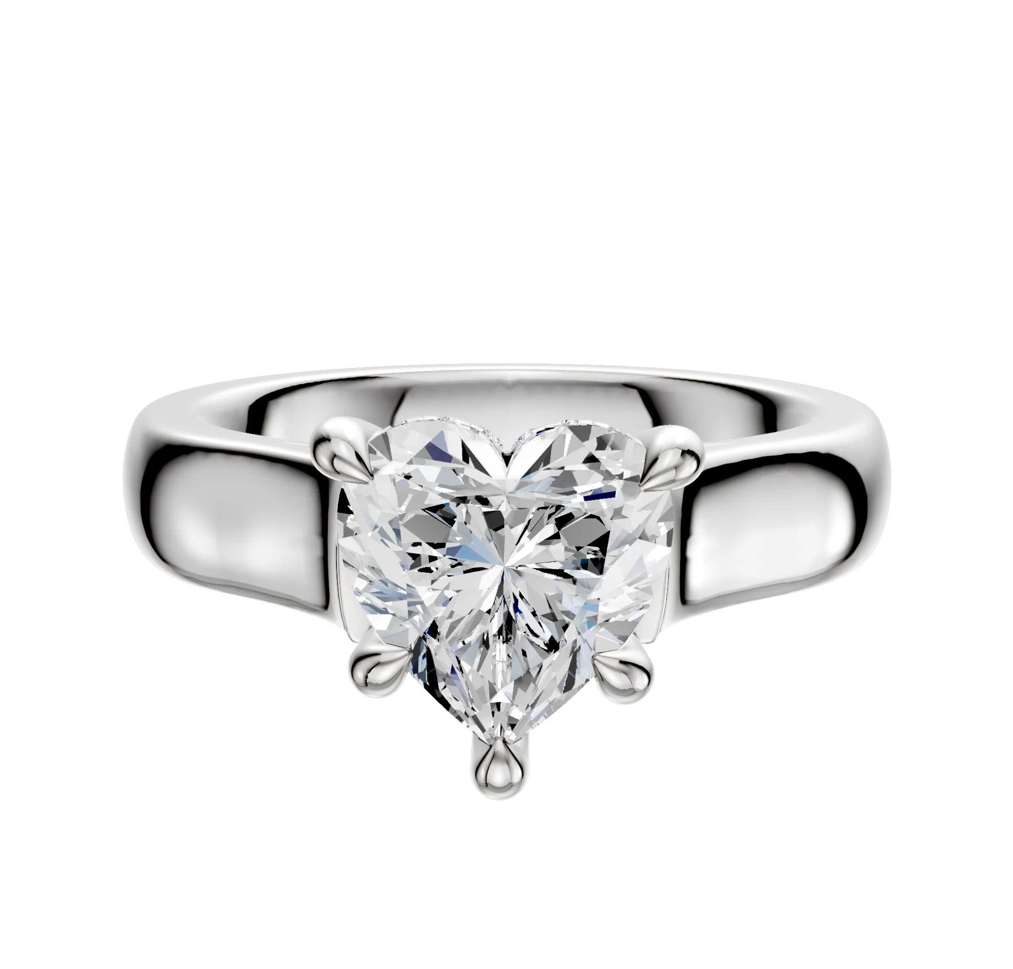 14K White Gold 4 Prong Hidden Halo Cathedral Dome 4.0mm Engagement Ring