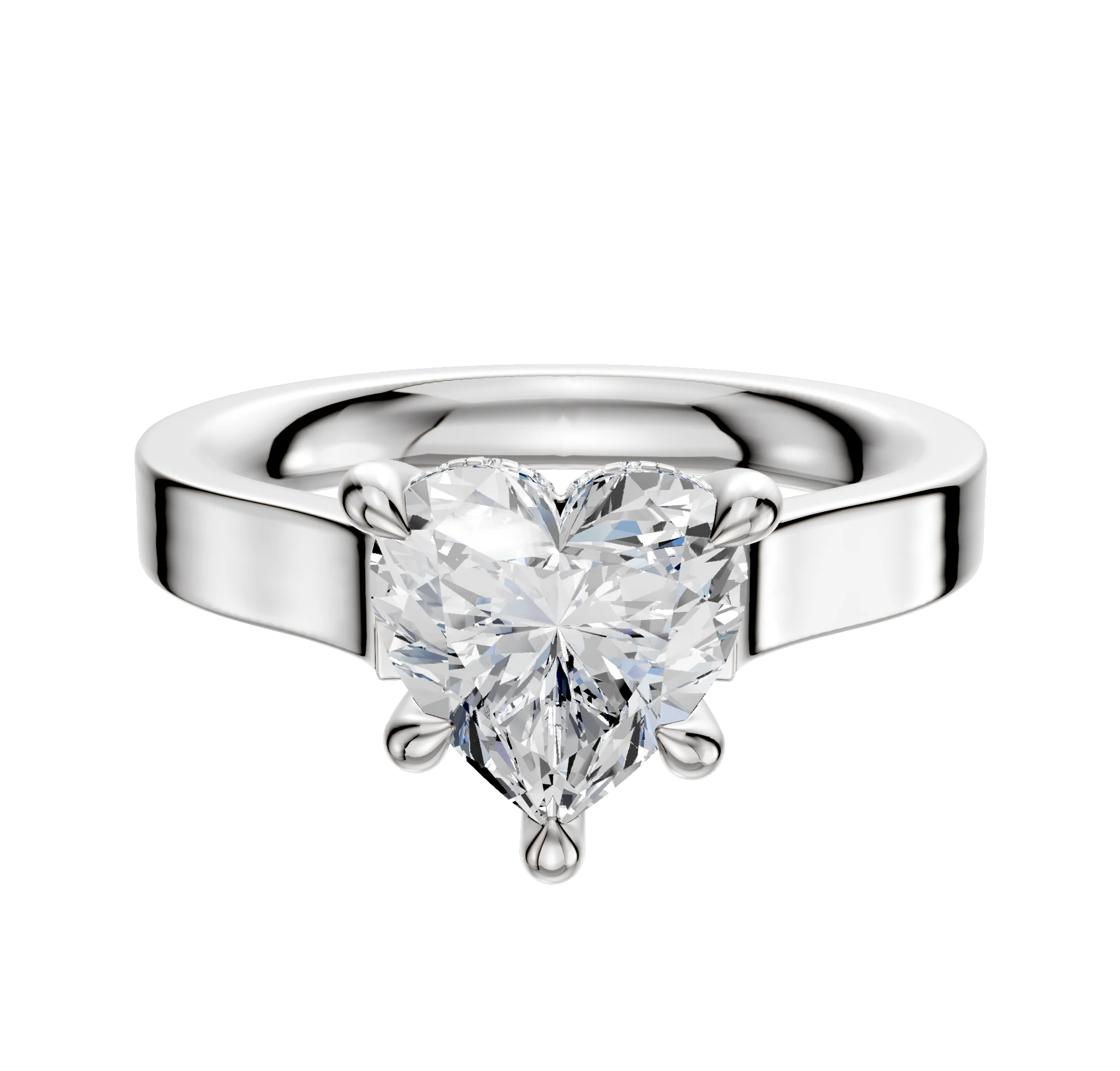 14K White Gold 4 Prong Hidden Halo Cathedral Flat 3.0mm Engagement Ring