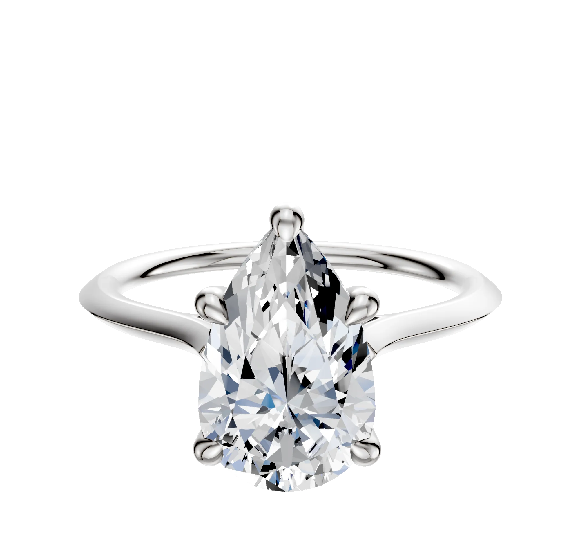 14K White Gold 4 Prong Hidden Halo Cathedral Knife Edge 1.5mm Engagement Ring