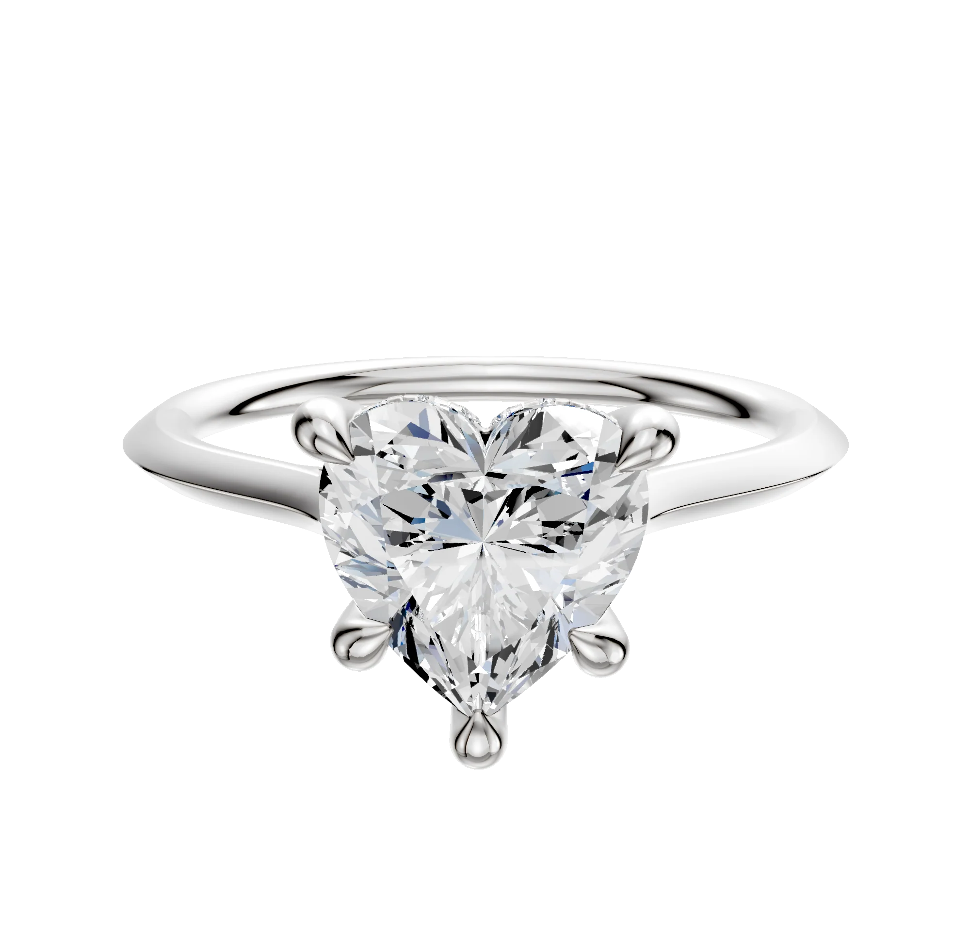 14K White Gold 4 Prong Hidden Halo Cathedral Knife Edge 1.5mm Engagement Ring