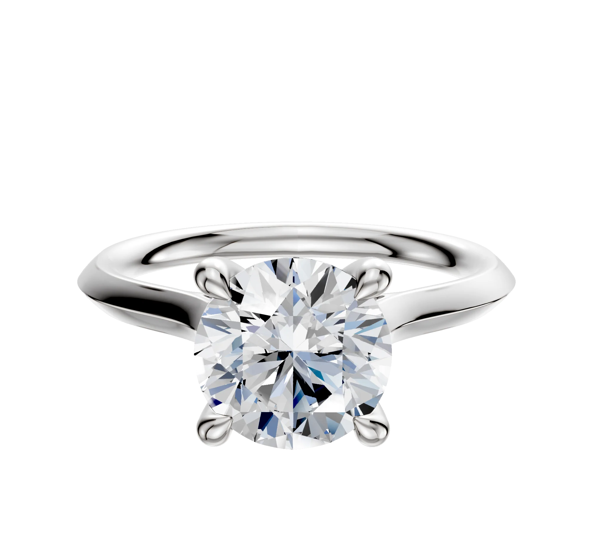 14K White Gold 4 Prong Hidden Halo Cathedral Knife Edge 2.0mm Engagement Ring
