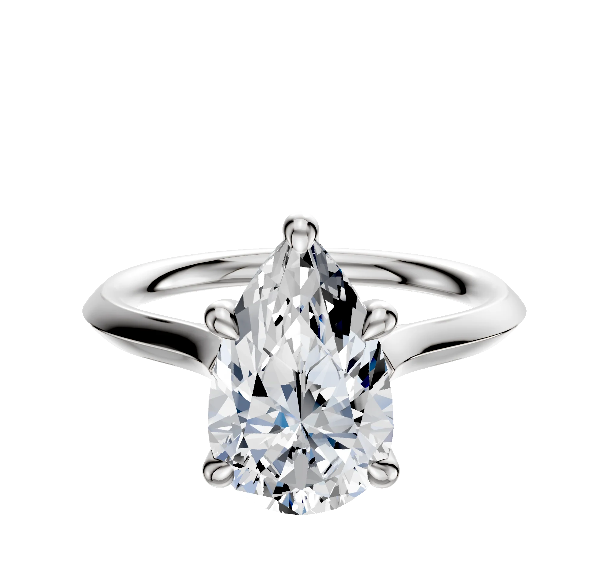 14K White Gold 4 Prong Hidden Halo Cathedral Knife Edge 2.0mm Engagement Ring