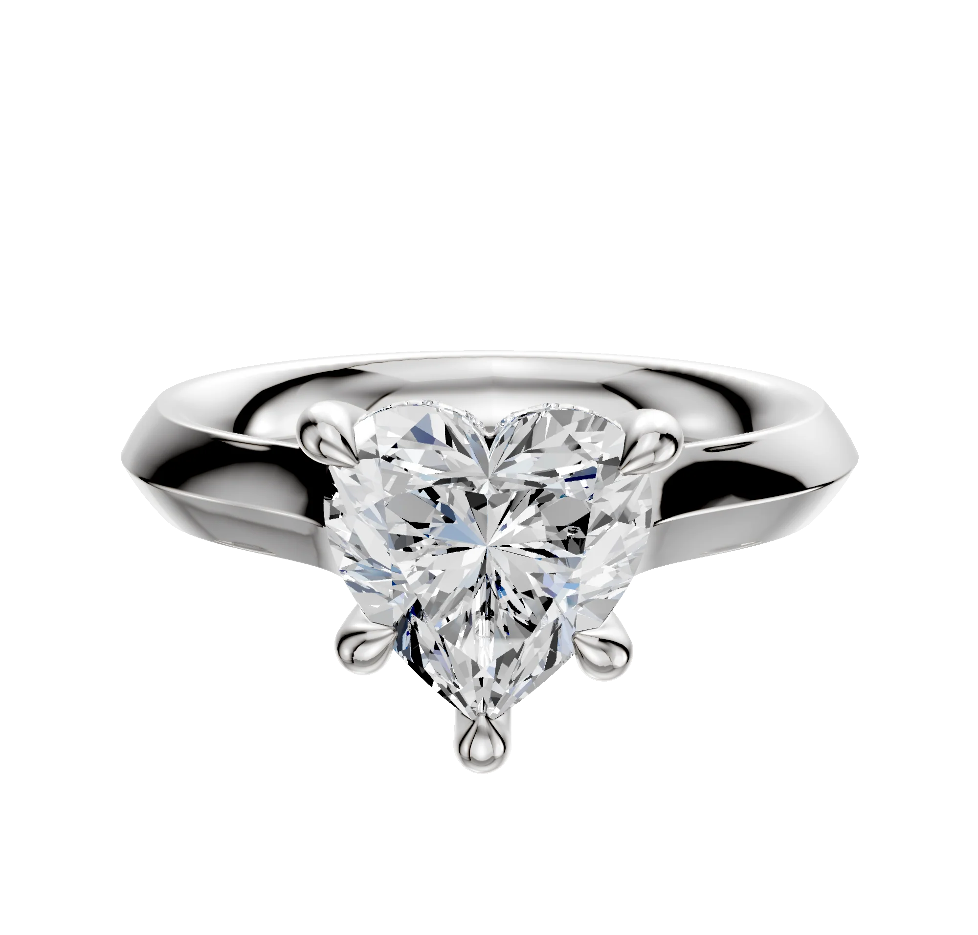 14K White Gold 4 Prong Hidden Halo Cathedral Knife Edge 3.0mm Engagement Ring