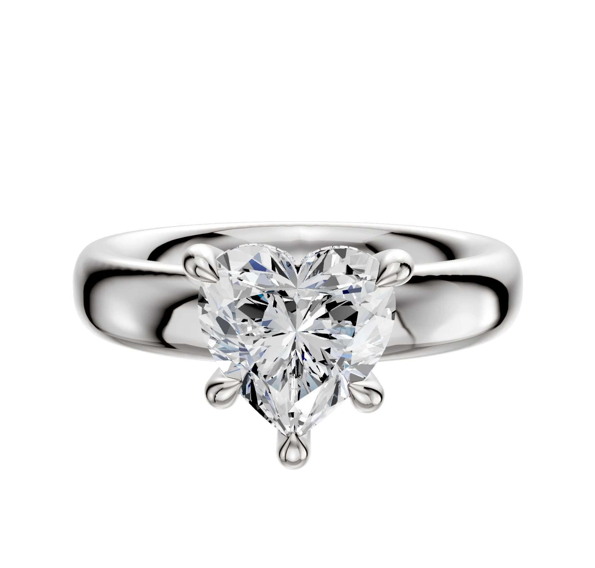 14K White Gold 4 Prong Hidden Halo Classic Dome 4.0mm Engagement Ring